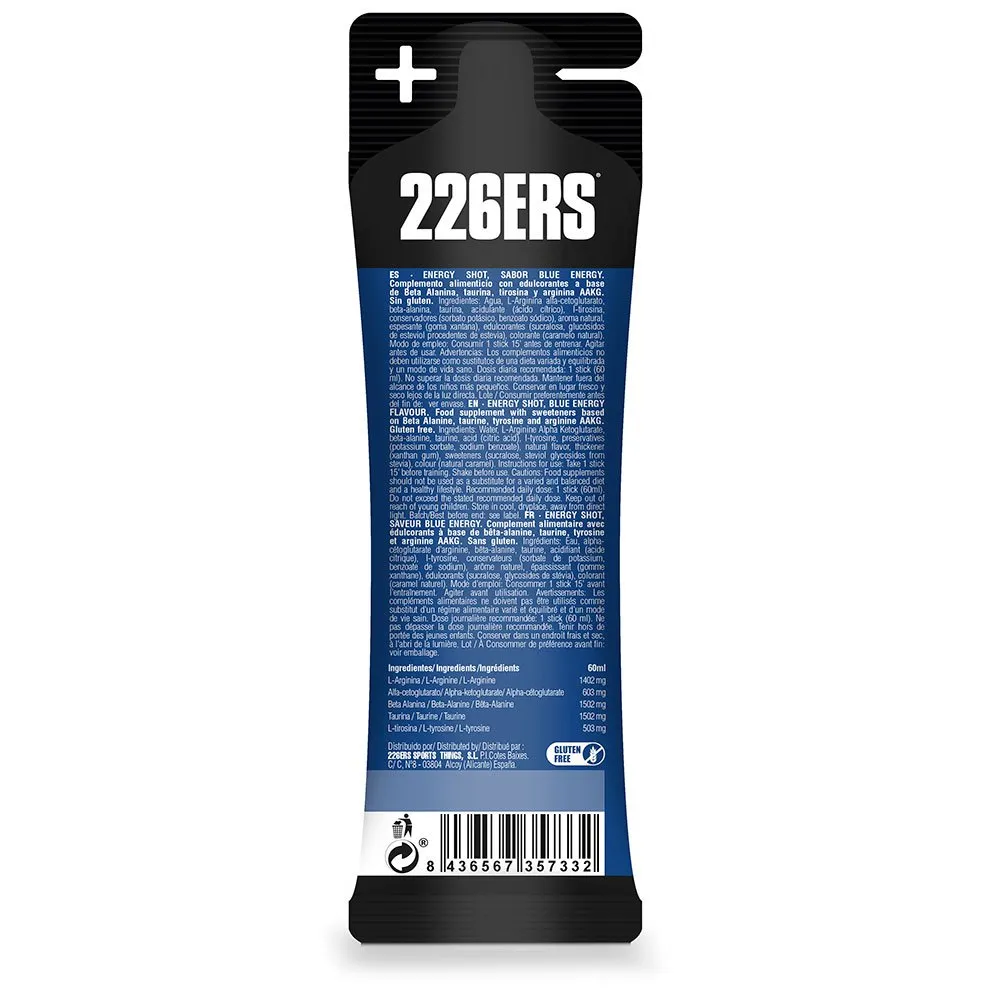 226ERS Energy Shot 60ml Zero CAFF Klebrig Blaue Energie