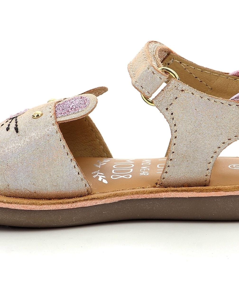 MOD8SANDALES EN CUIR CLOONIE ROSE MÉTAL