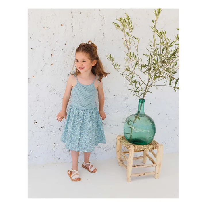 Búho Robe Maille Fleurie | Bleu