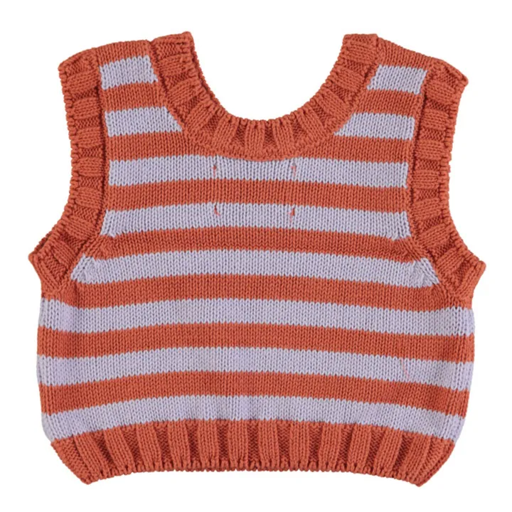 Piupiuchick Gilet Sans Manches Rayure Coton Bio | Terracotta