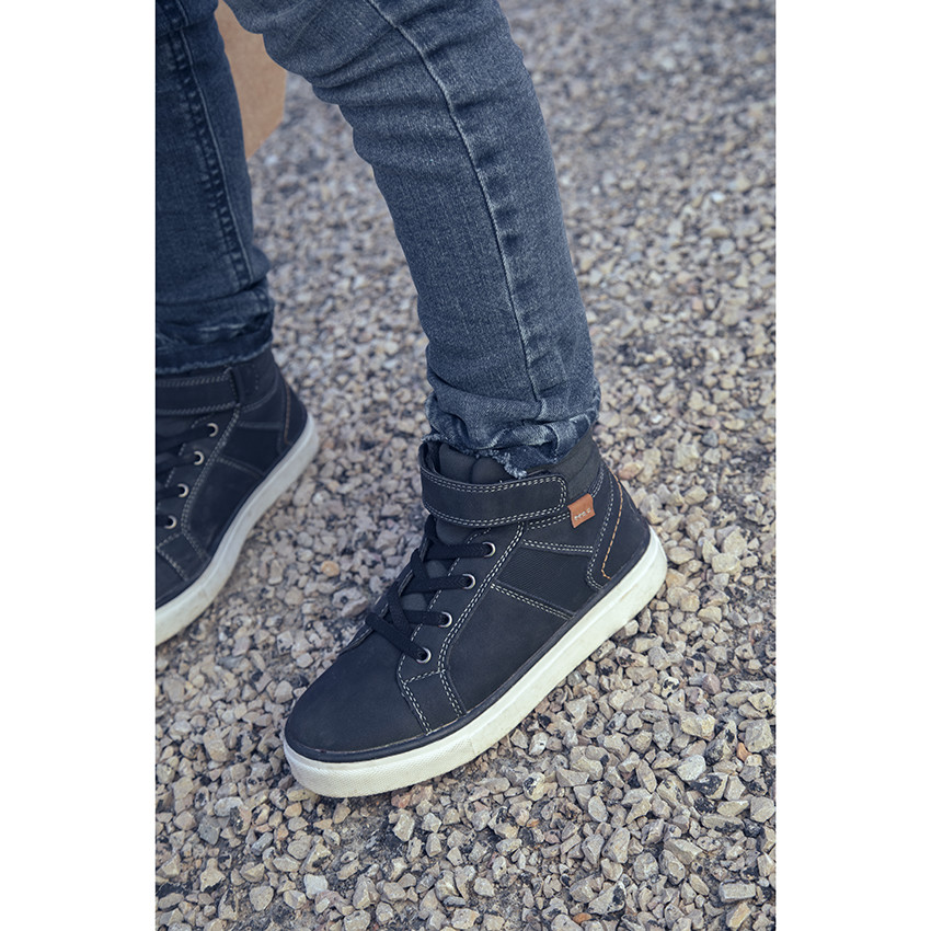 Bottillons bleus à lacets et scratch pour enfant garçon