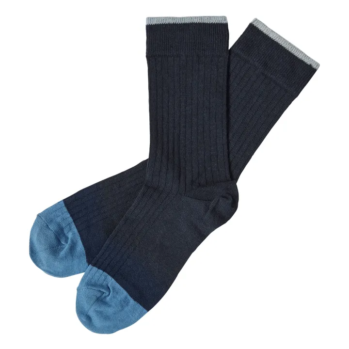 FUB Lot 2 Paires Chaussettes Laine - Collection Femme | Bleu marine