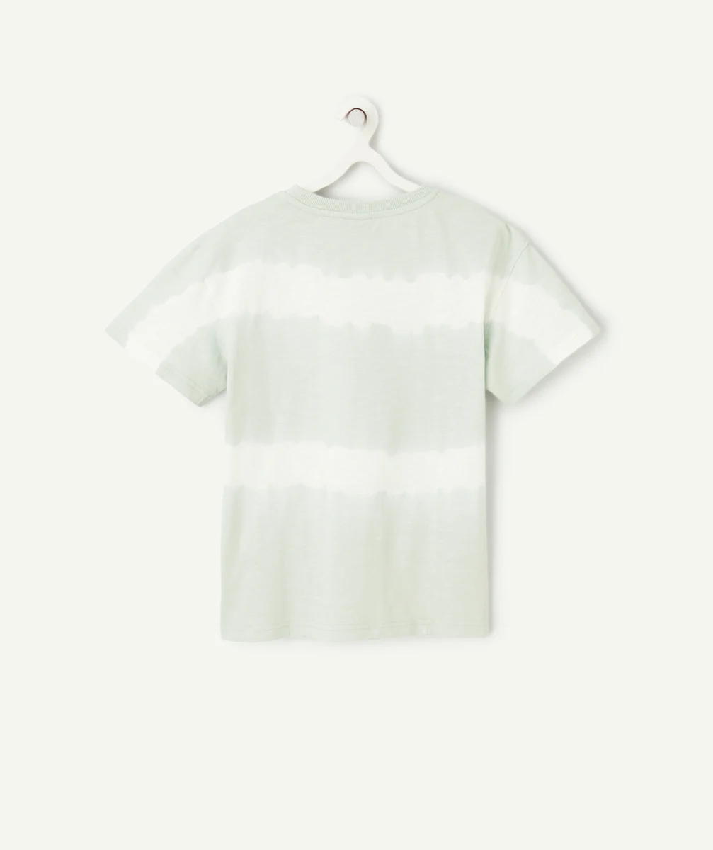 t-shirt manches courtes garçon en coton bio tie and die vert et blanc