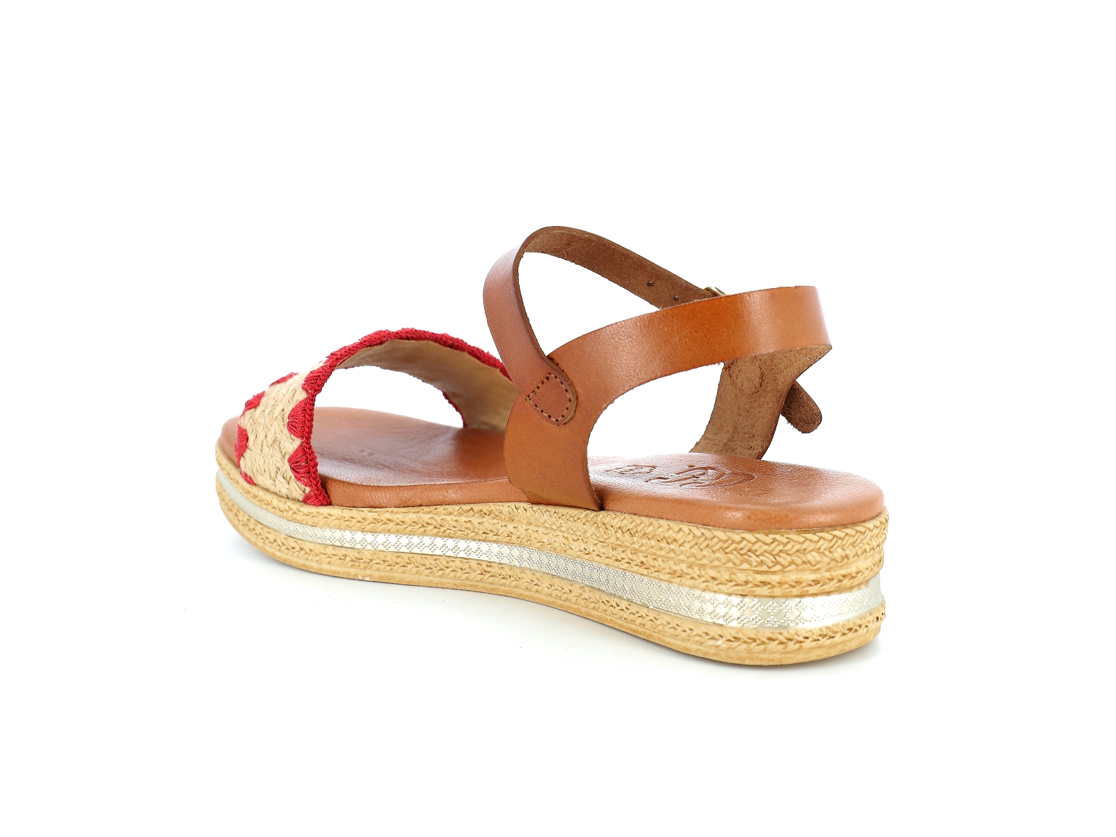 Chaussures du chateau-14386 Matières combinées Rouge Beige