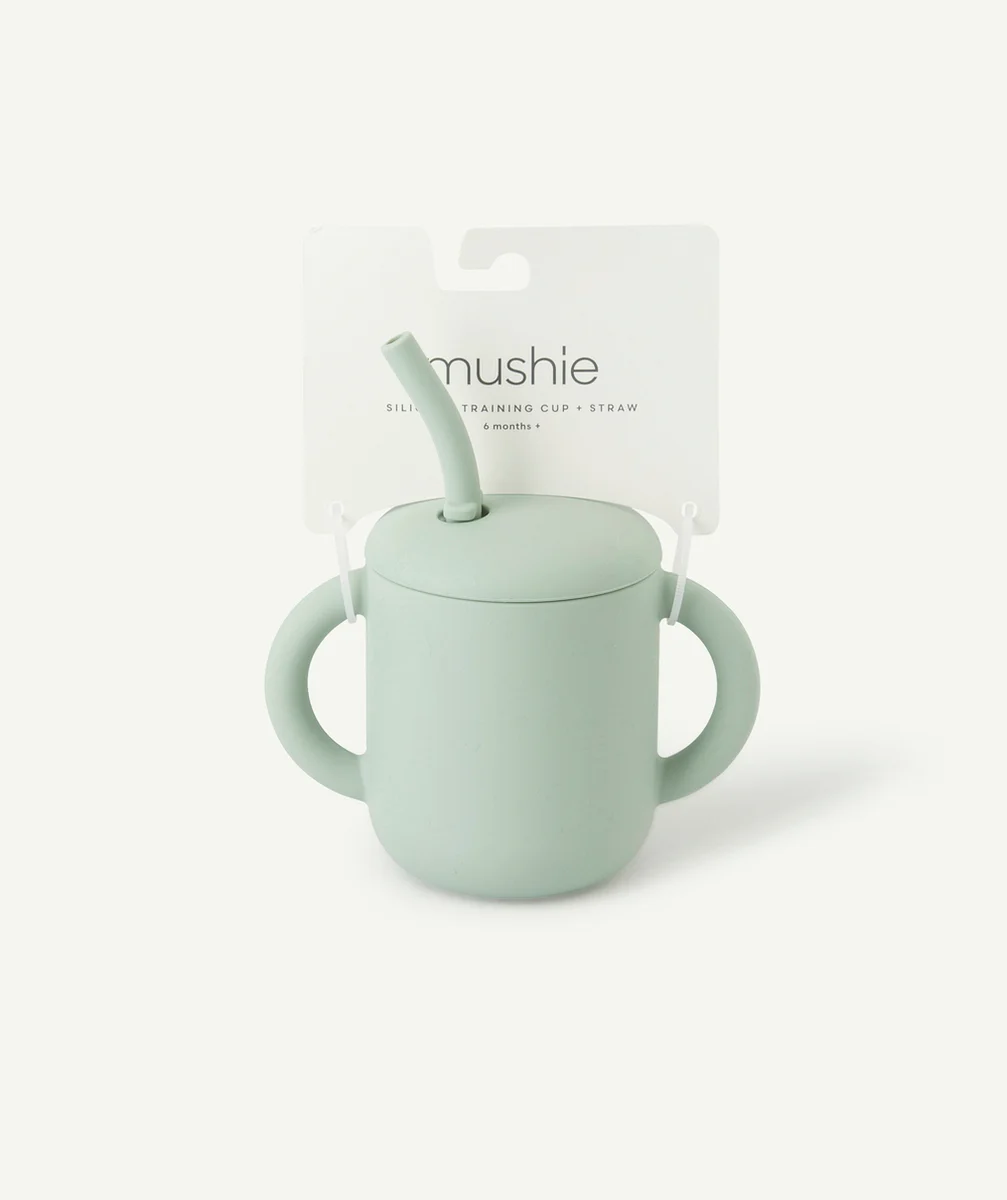 MUSHIETASSE D'APPRENTISSAGE EN SILICONE AVEC PAILLE VERTE