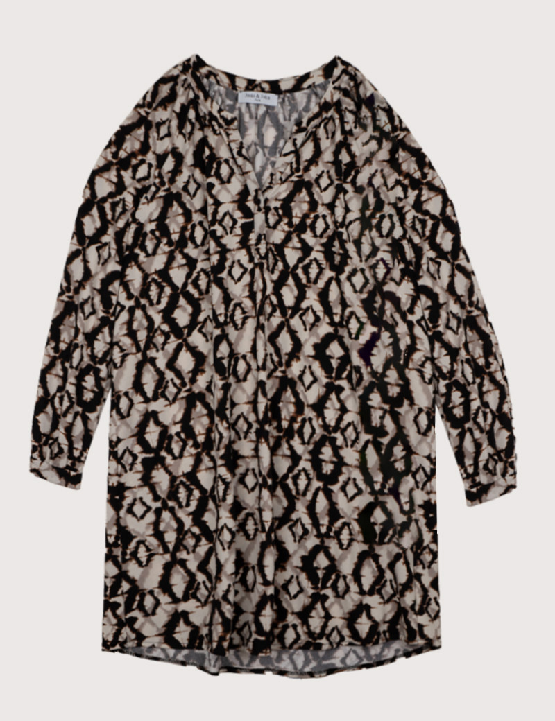 JANIS & JOHN ROBE LONGUE SANDY IMPRIMÉ BEIGE CAMEL