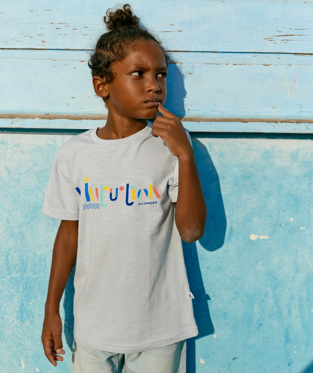 COSMIC VIBES - T-SHIRT BLEU CANCER EN COTON BIO ENFANT