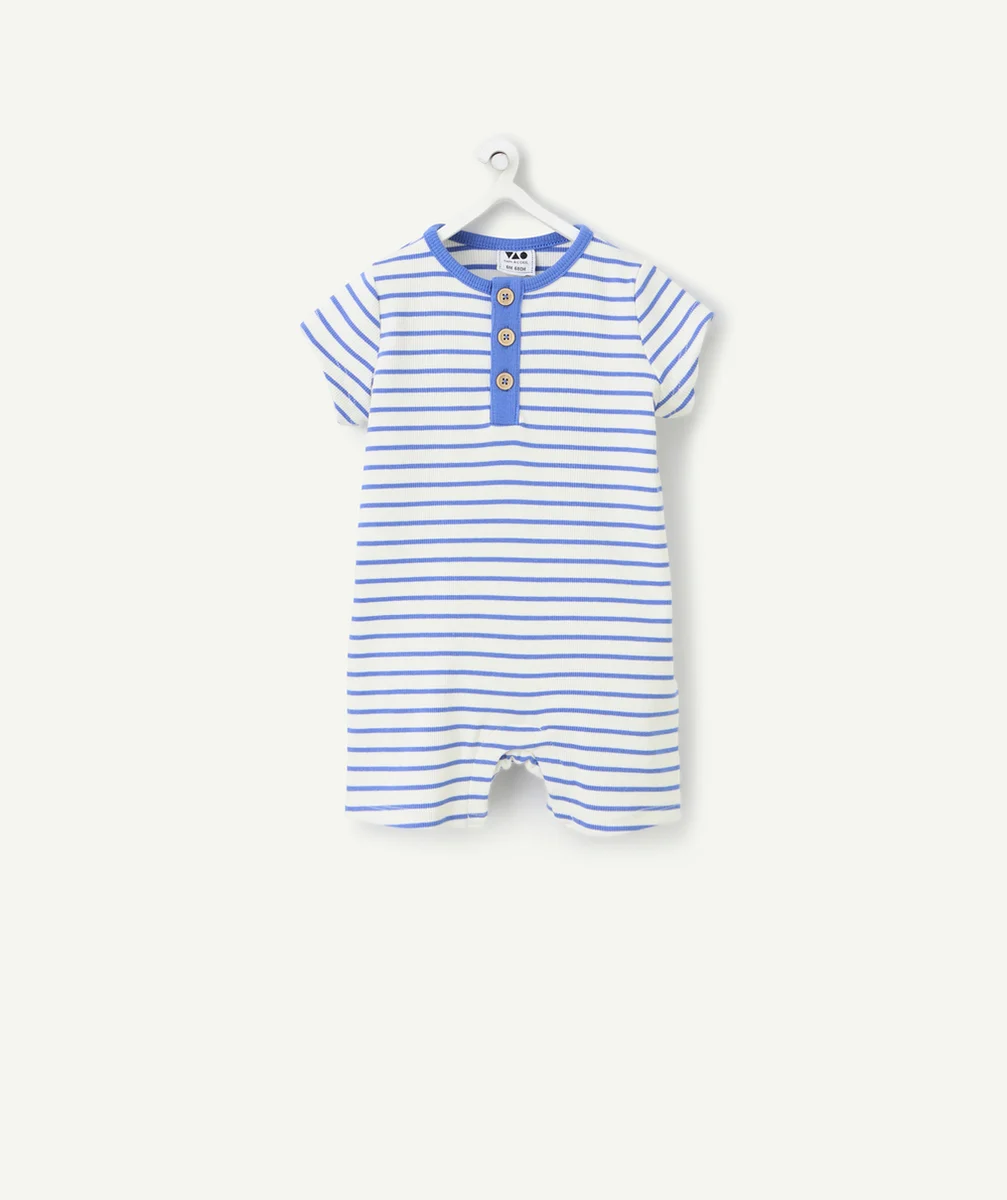 dors bien bébé léger en coton bio à rayures bleues