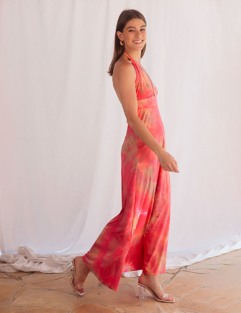 HBT DRESS CODE PRINT | NOLA ROBE LONGUE CORAIL