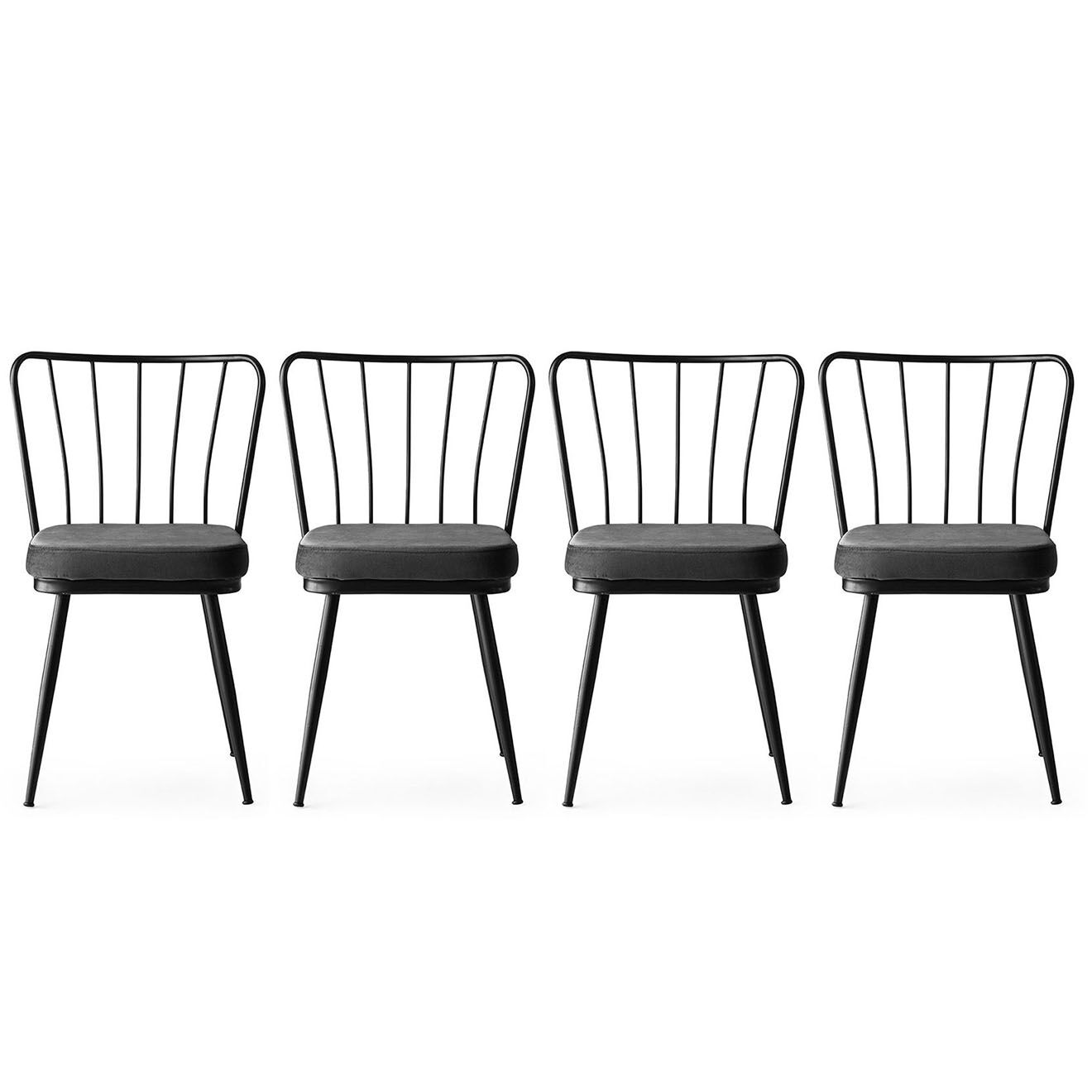 Homitis 4 Chaises Yildiz noires - 43x82x42 cm