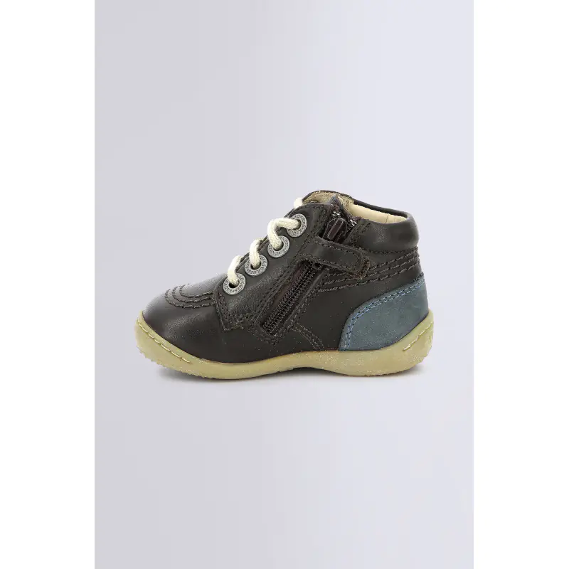 GAZIP MARRON FONCE MARINE BOTTILLONS Cuir Garçon
