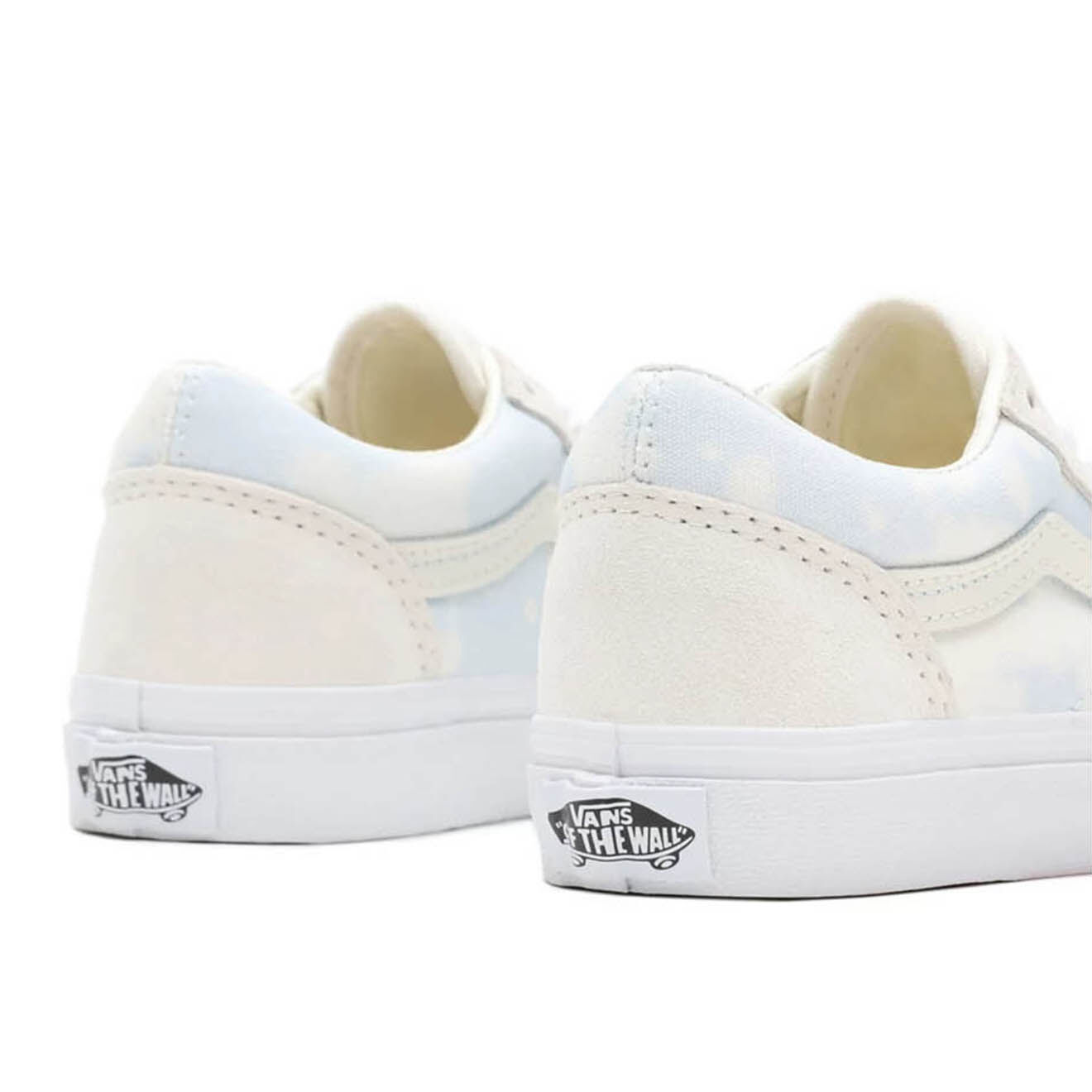 Vans Sneakers en Velours de Cuir & Toile Bleach Wash Old Skool crème/bleu ciel