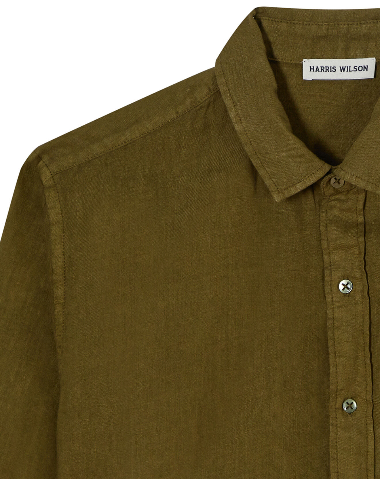 Harris Wilson Chemise slim 100% Lin Danny olive