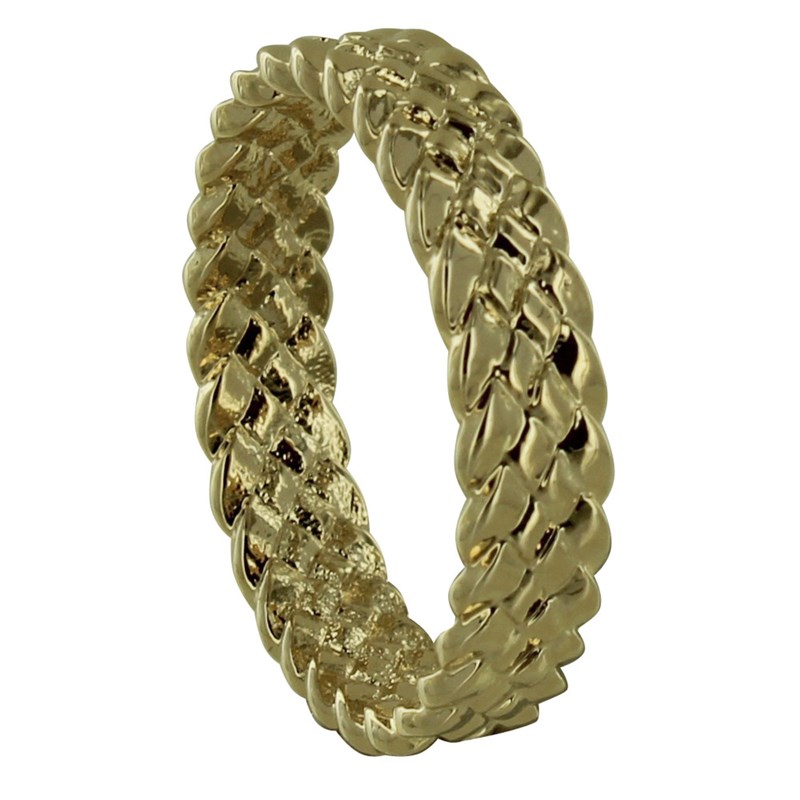 Bague Plaqué Or Anneau Large Tressé