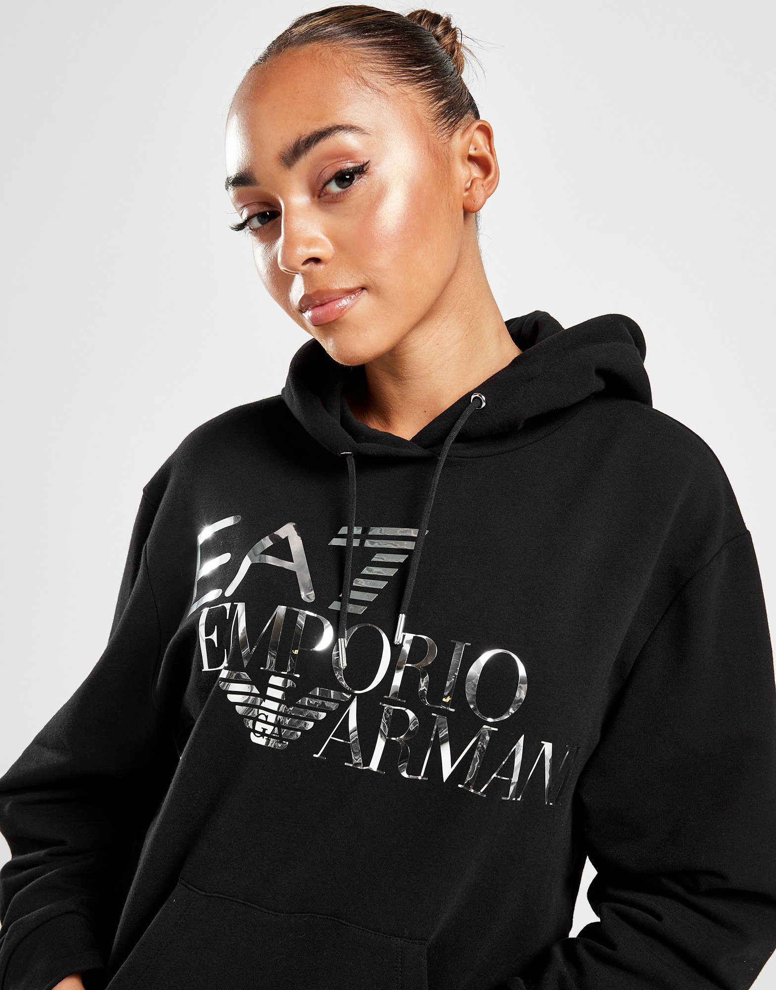 Emporio Armani EA7 Sweat à Capuche Logo Shine Femme