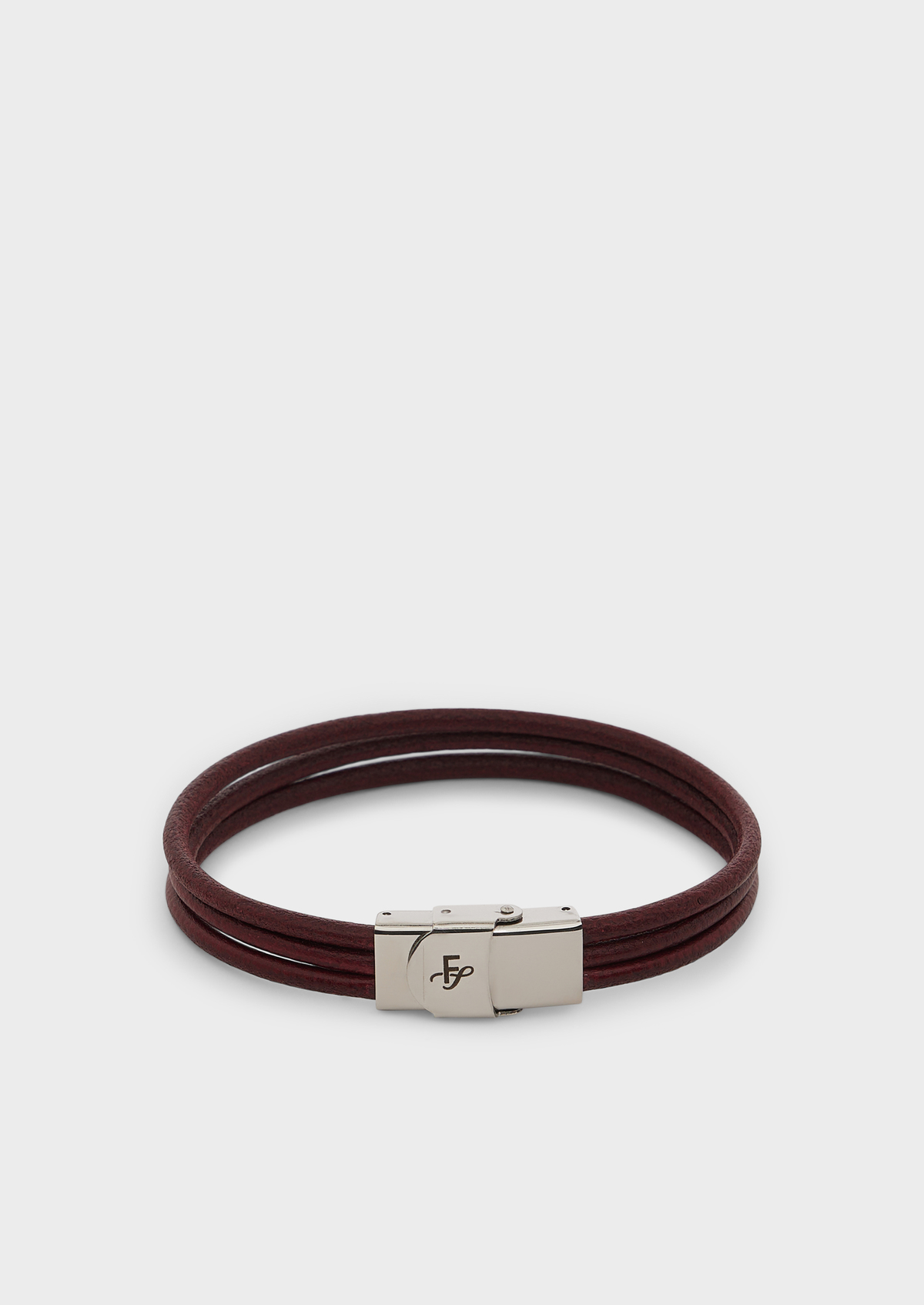 Bracelet en cuir lisse bordeaux