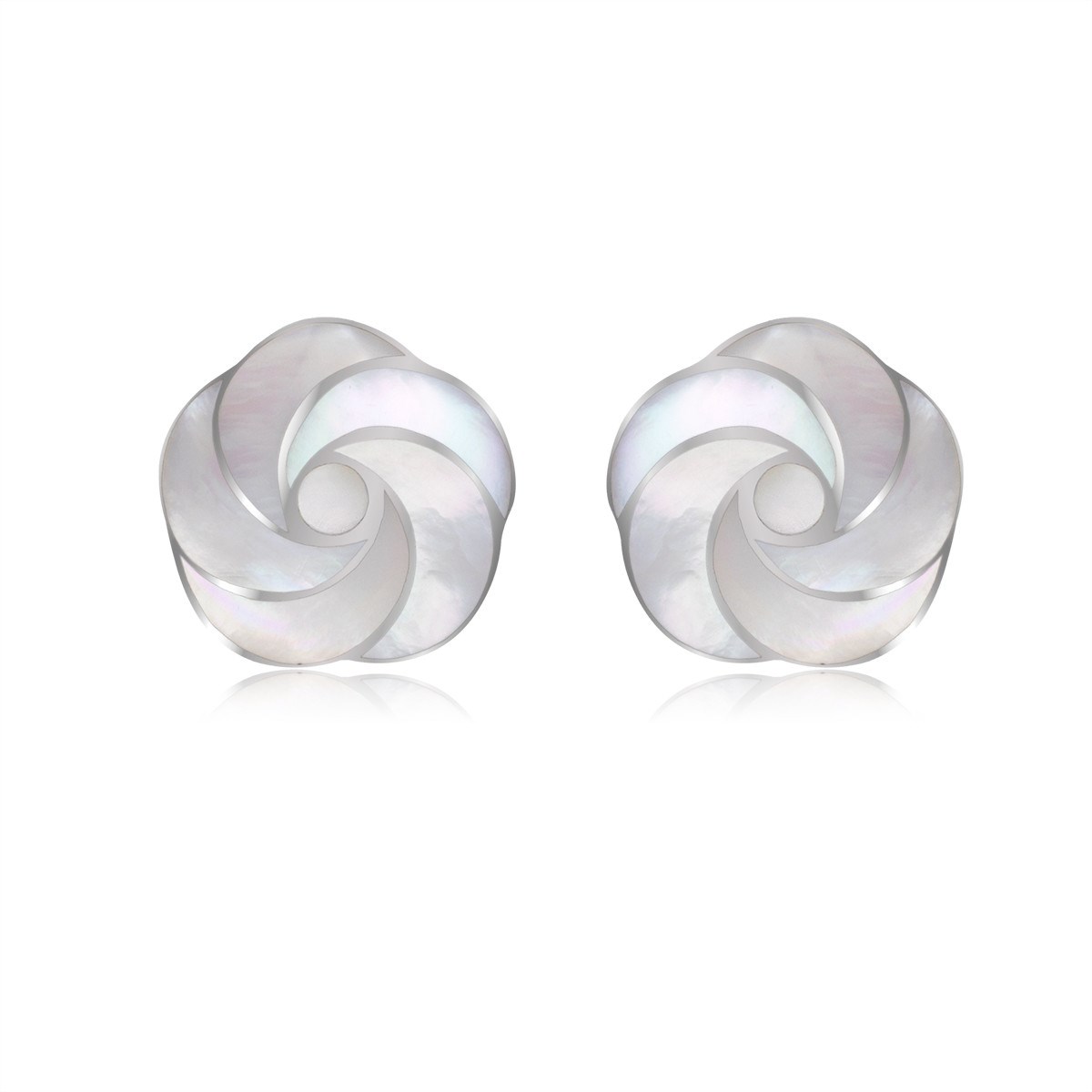 Boucles d'oreille fleur en Nacre blanche et argent 925 millème - Bijou élégant pour femmes | Aden
