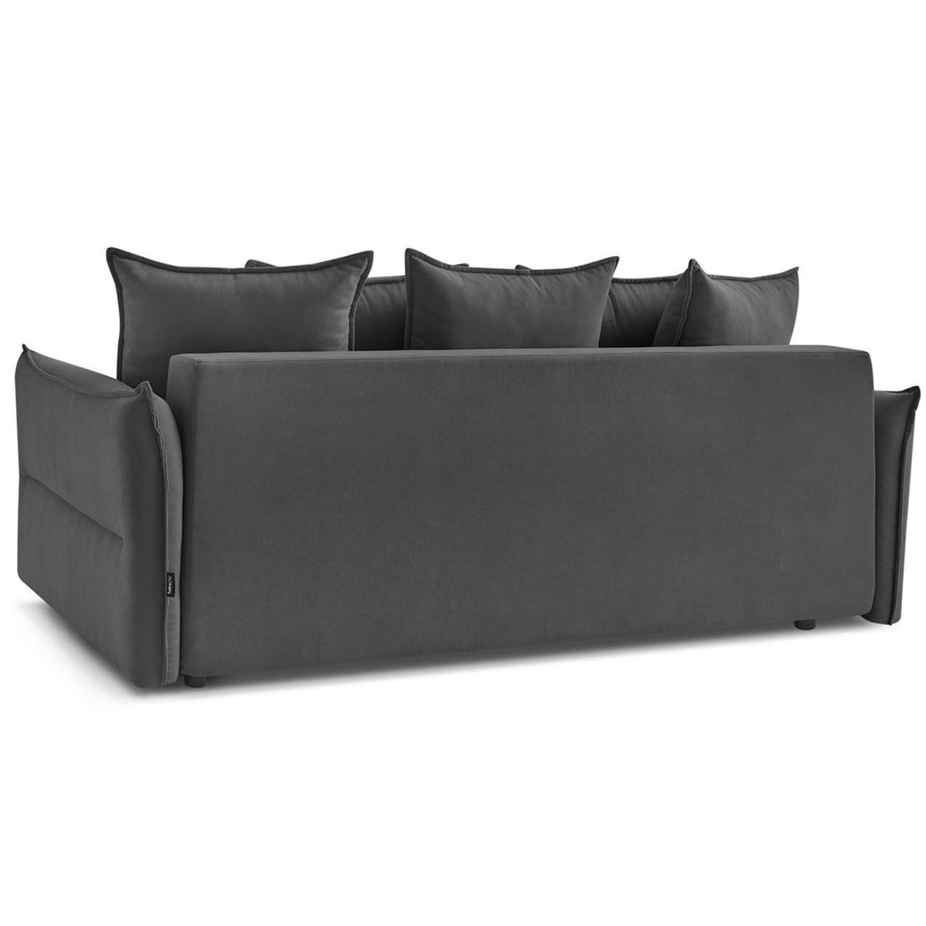 Bobochic Canapé 3 places convertible coffre Bouclette Leon gris foncé - 226x97x90 cm