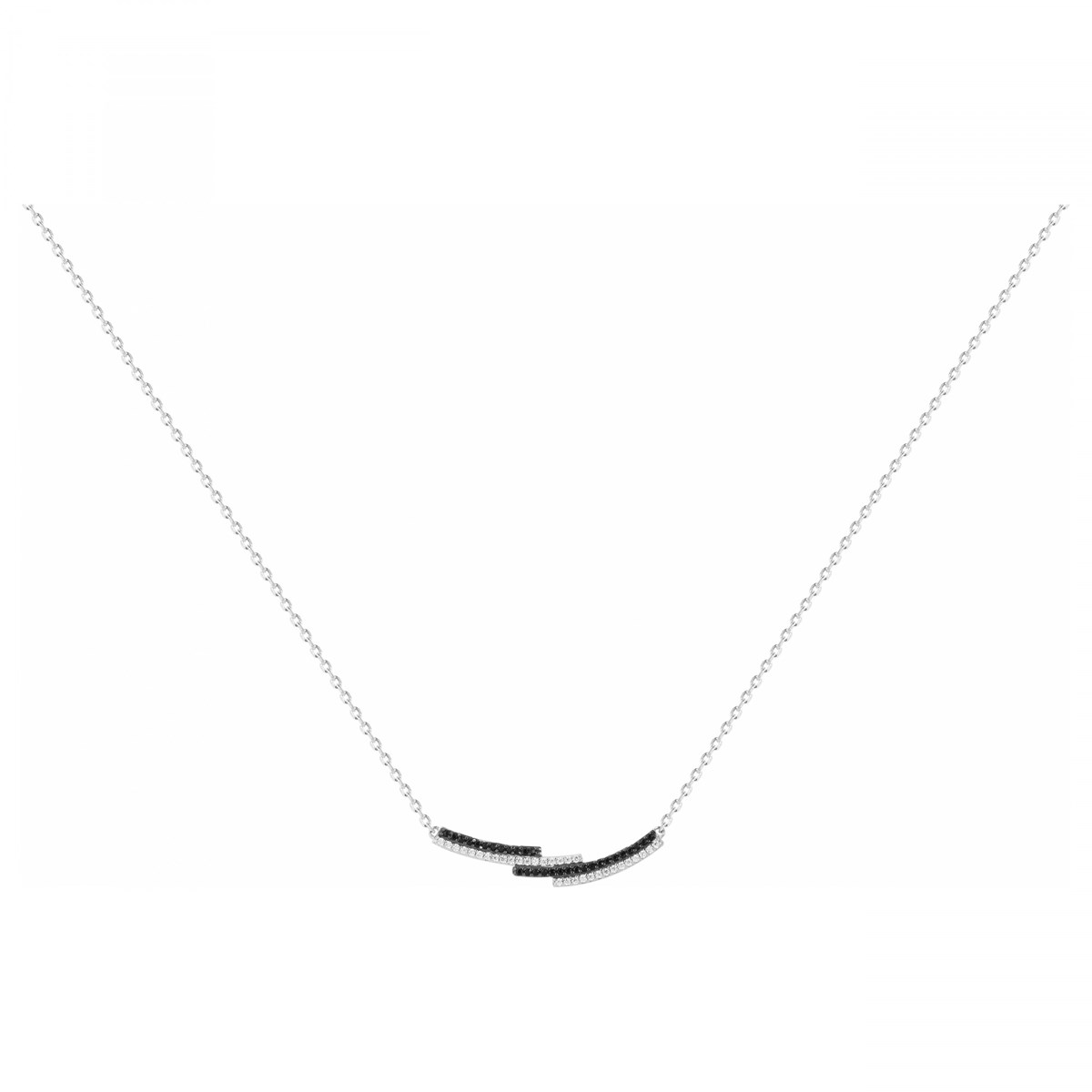 Collier mono-motif en Argent avec oxyde de zirconium noir