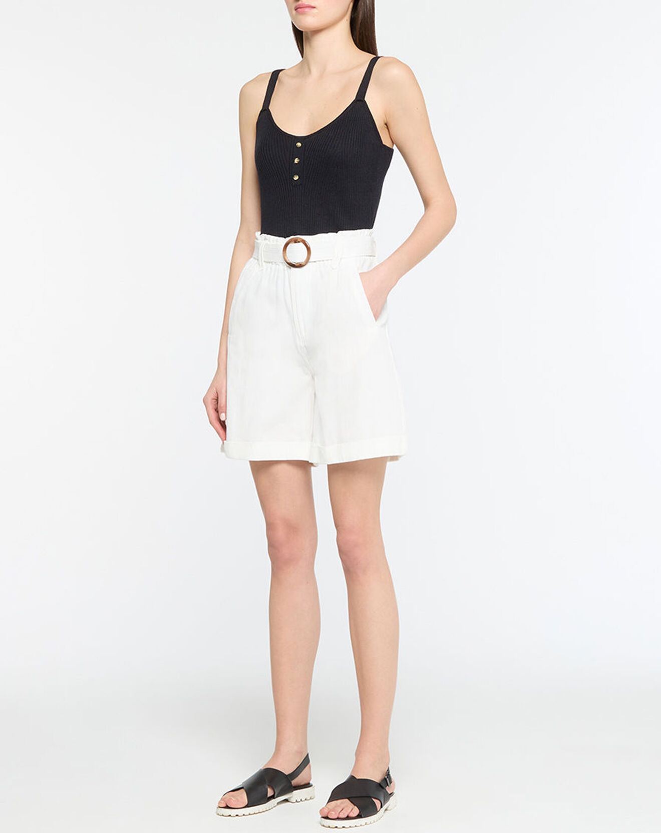 Yerse Top en Lin & Coton Twin noir
