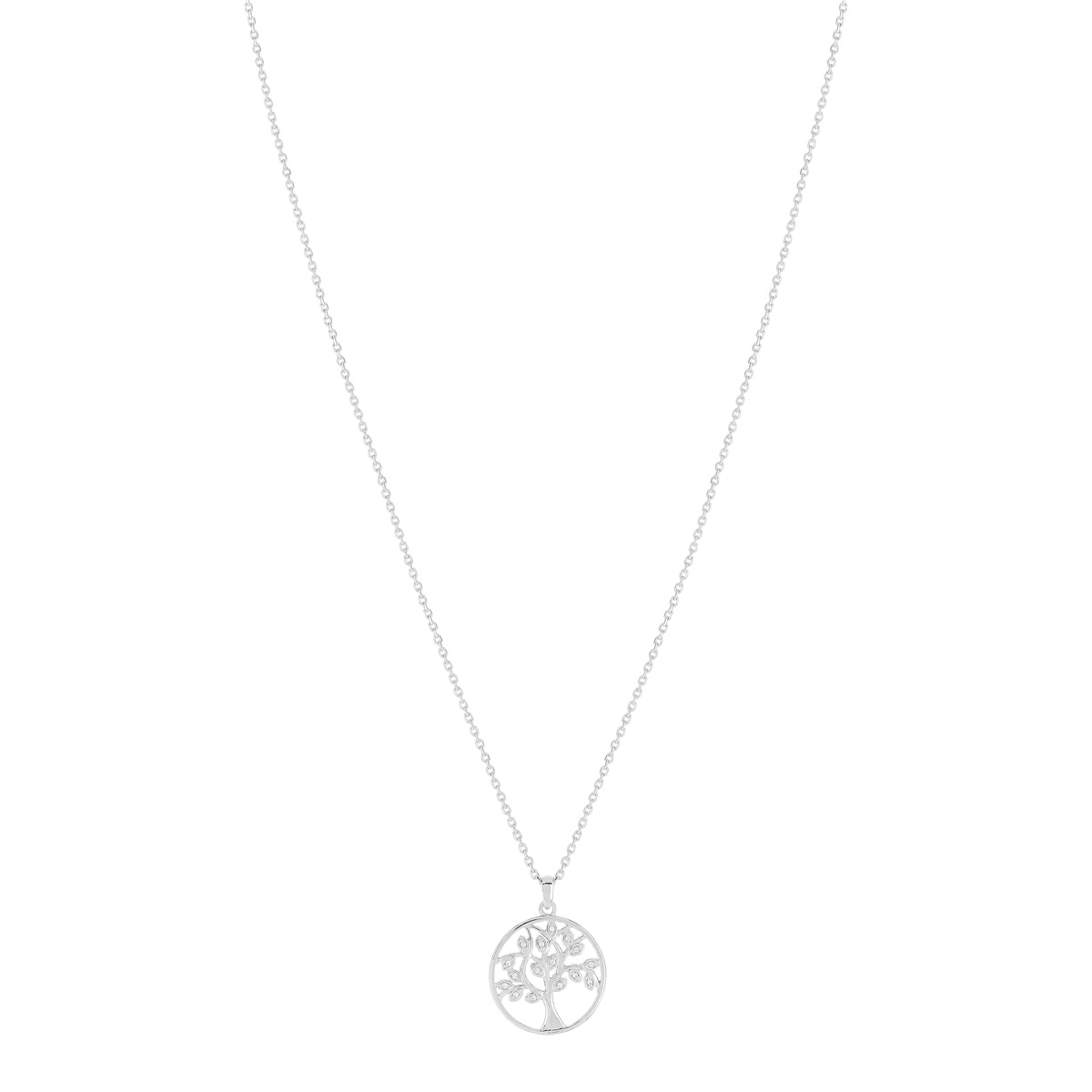 Collier argent 925 arbre de vie zirconias 43 cm