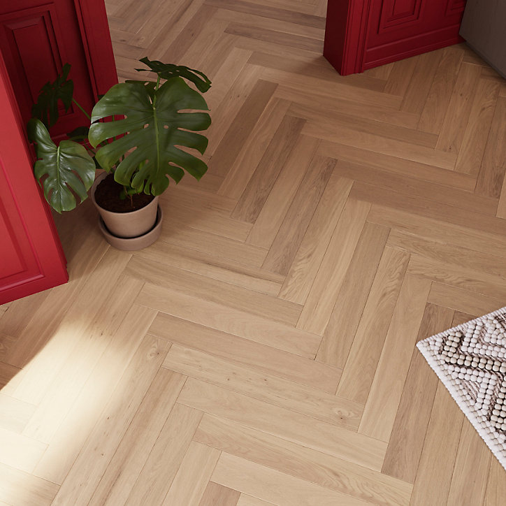 Parquet massif à coller Lulea bâtons rompus en chêne huilé naturel