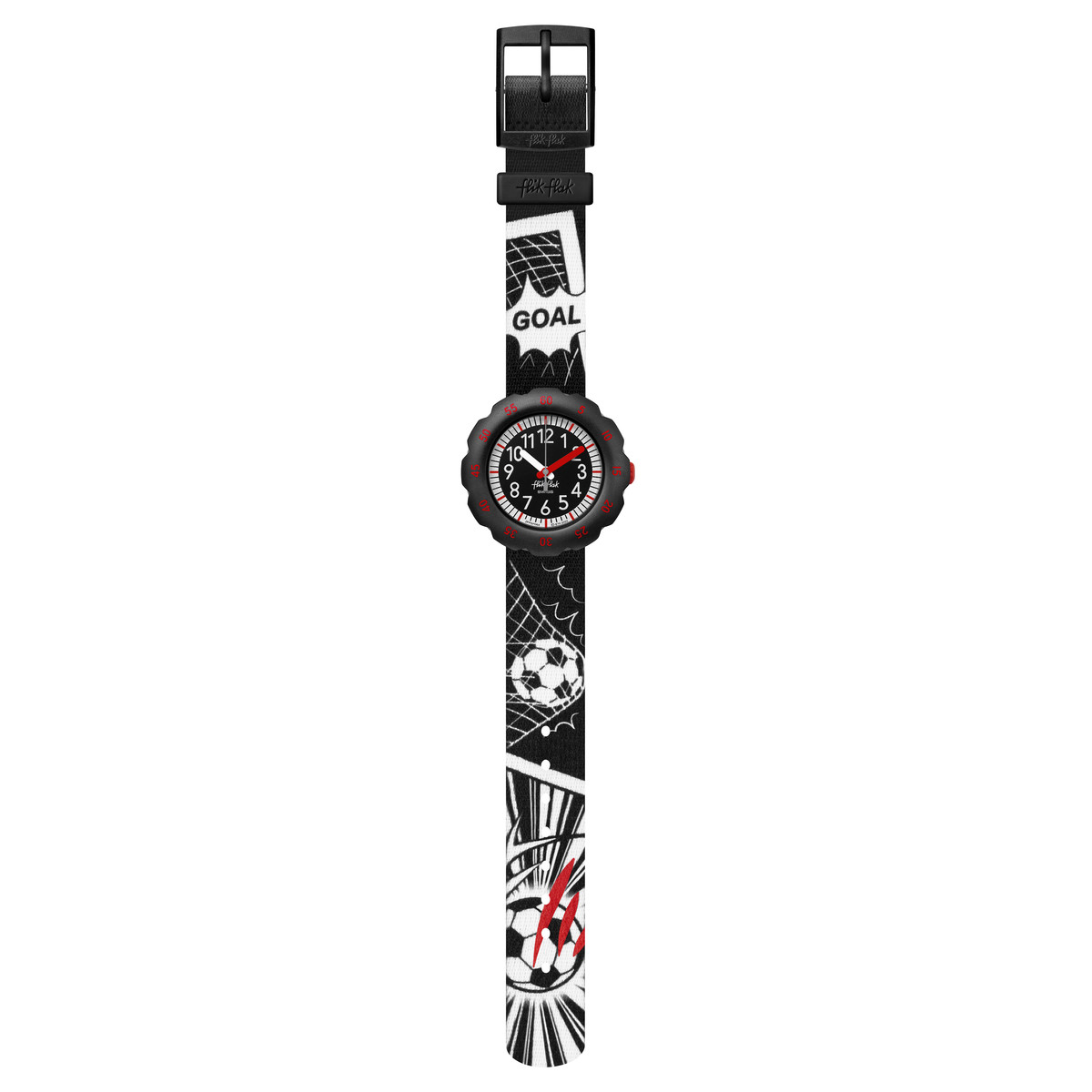 Montre Flik flak Move your body enfant plastique bisourcé bracelet tissu recyclé noir goal