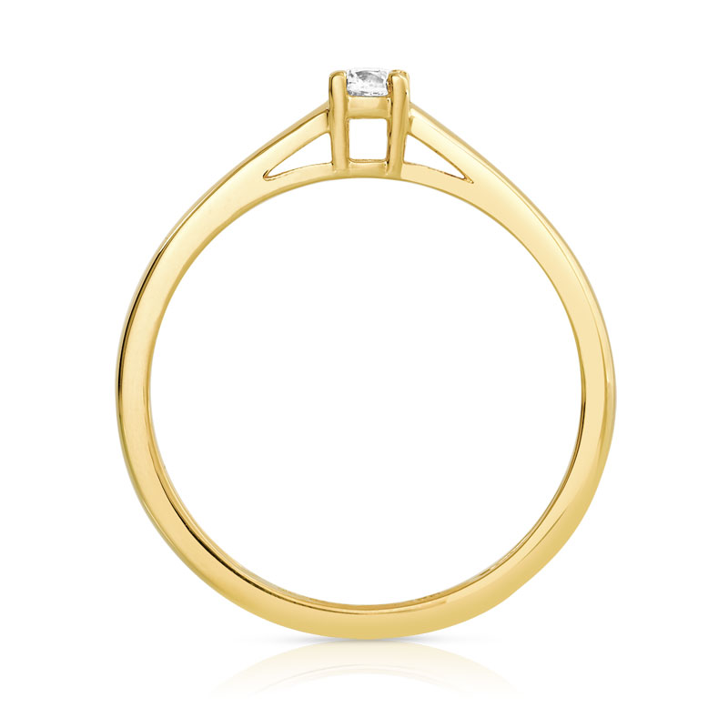 Bague solitaire or 750 jaune diamant 10/100e de carat