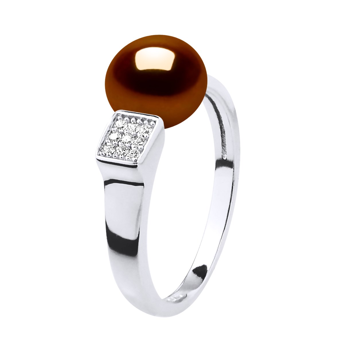 Bague Ajustable Perle d'Eau Douce 9-10 mm Chocolat Joaillerie Argent 925