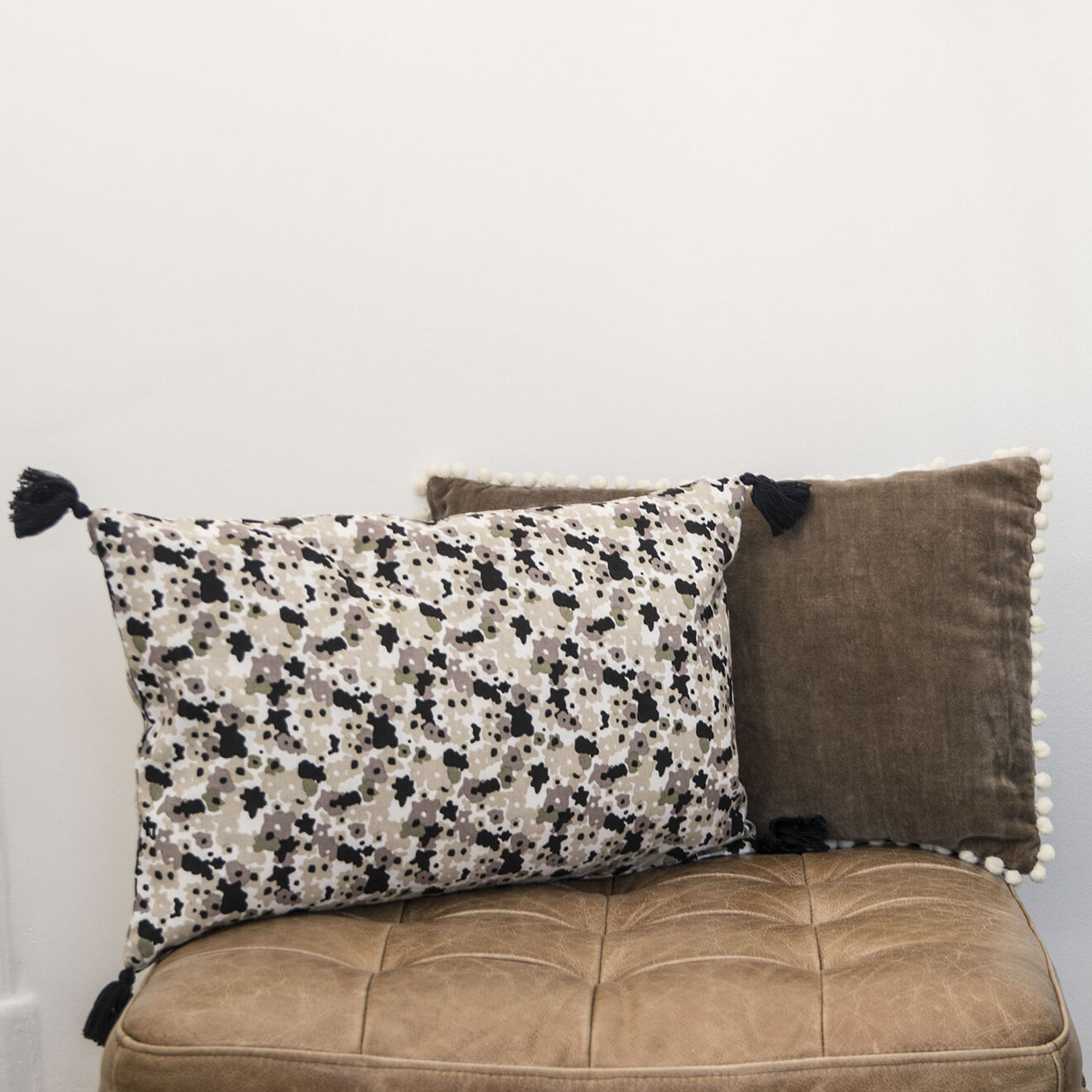 Febronie Housse de coussin en Velours Avoriaz écorce/naturel - 50x30 cm