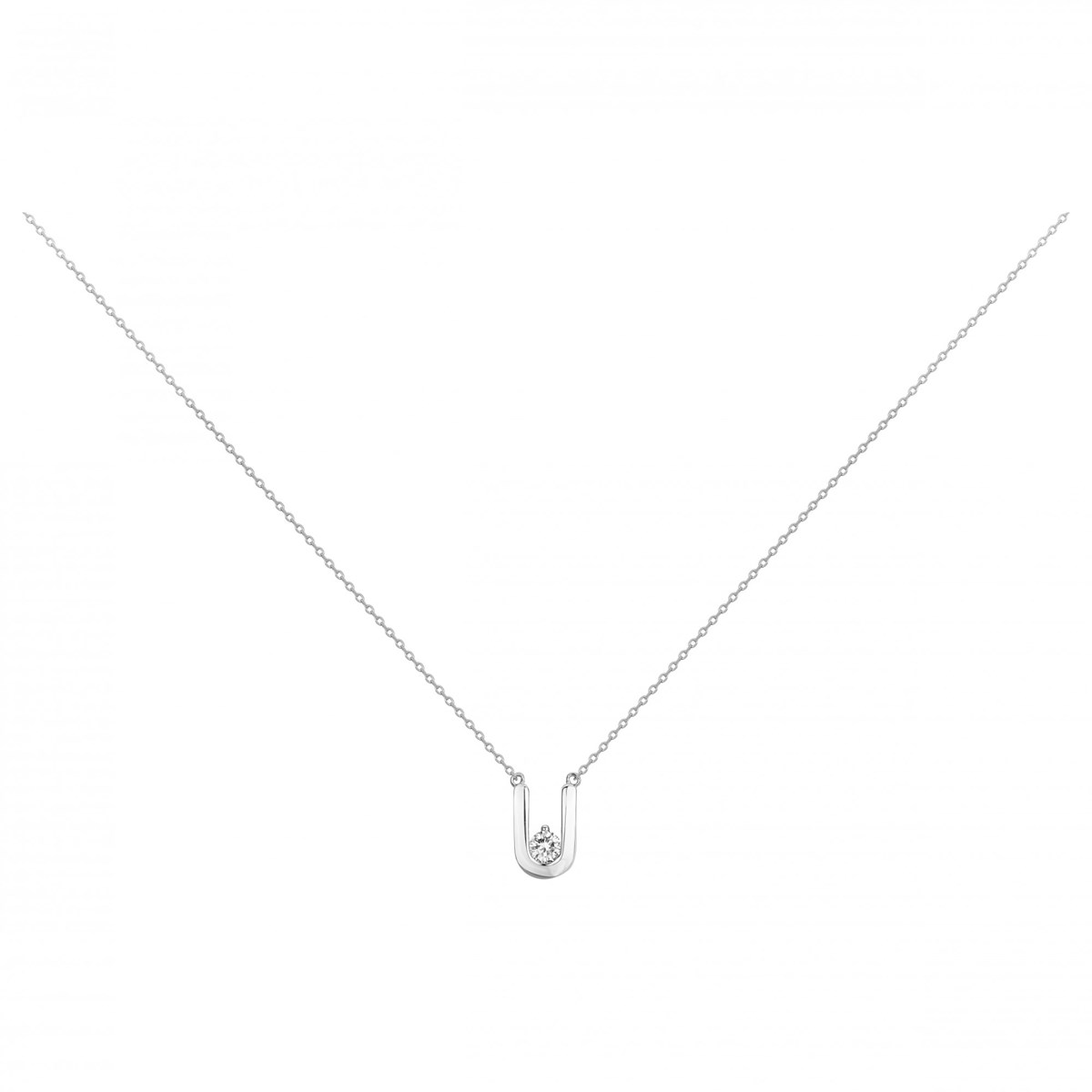 Collier mono-motif en Argent avec oxyde de zirconium blanc