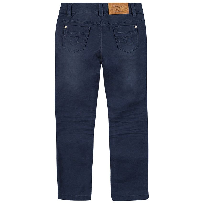 Pantalon en twill surteint effet crinkle - Bleu marine