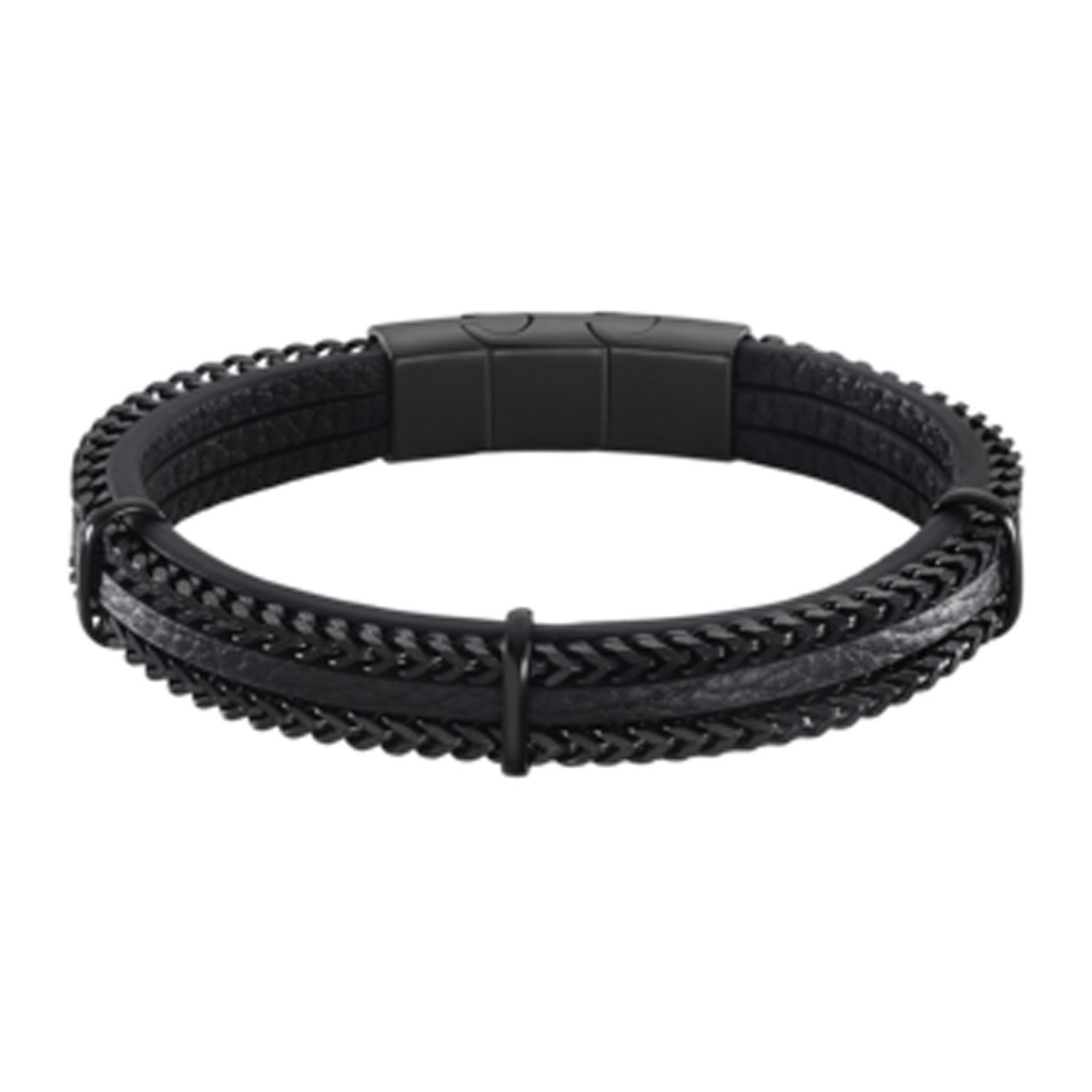 Bracelet homme Lotus Style collection Men Basiccuir noir