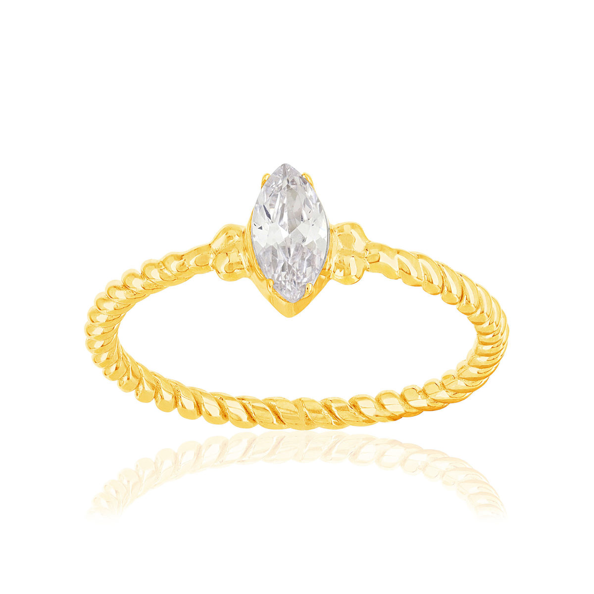 Bague plaqué or jaune zircons
