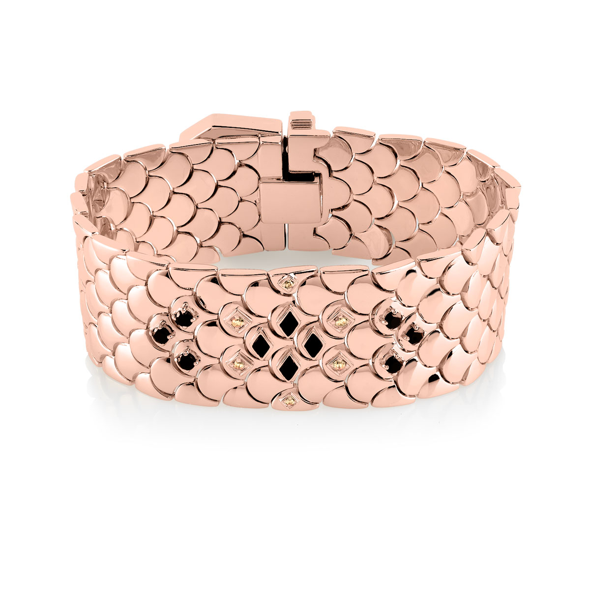 Bracelet doré rose spinelles zirconias acrylique 19 cm