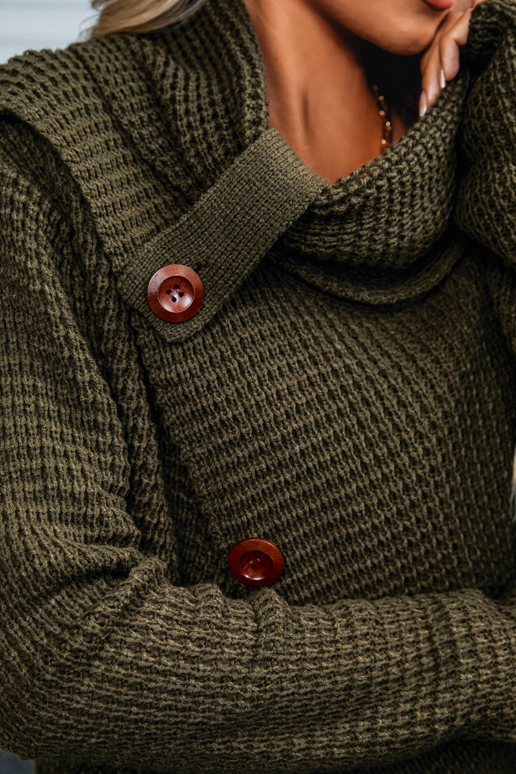 Pull boutonné d'emballage à col roulé