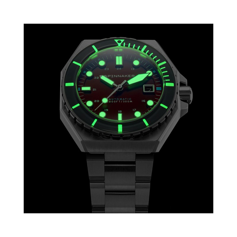 Montre homme automatique japonais Spinnaker - Bracelet acier inoxydable - 3 aiguilles avec date, lunette tournante