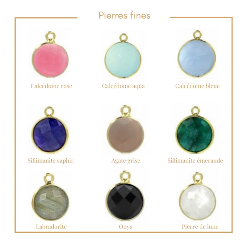 Collier médaille pierre plaqué or 18 K