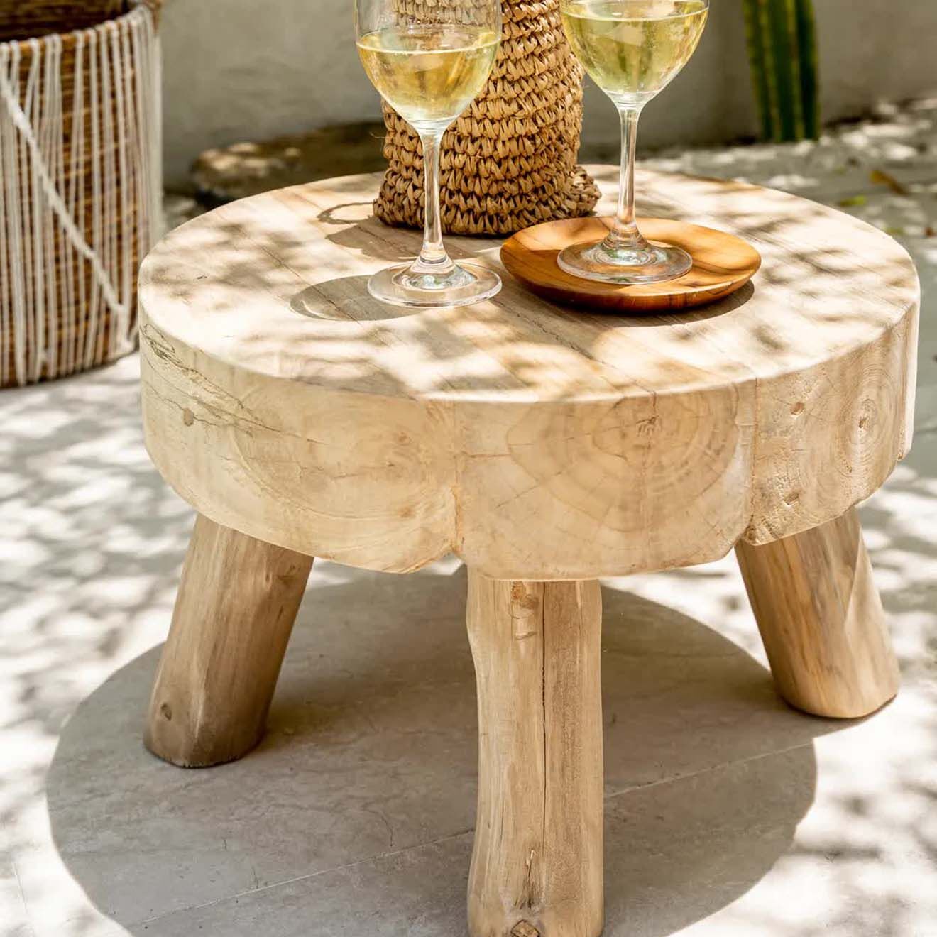 Bazar Bizar Table d'Appoint Rodhes naturelle - 45x45x30 cm