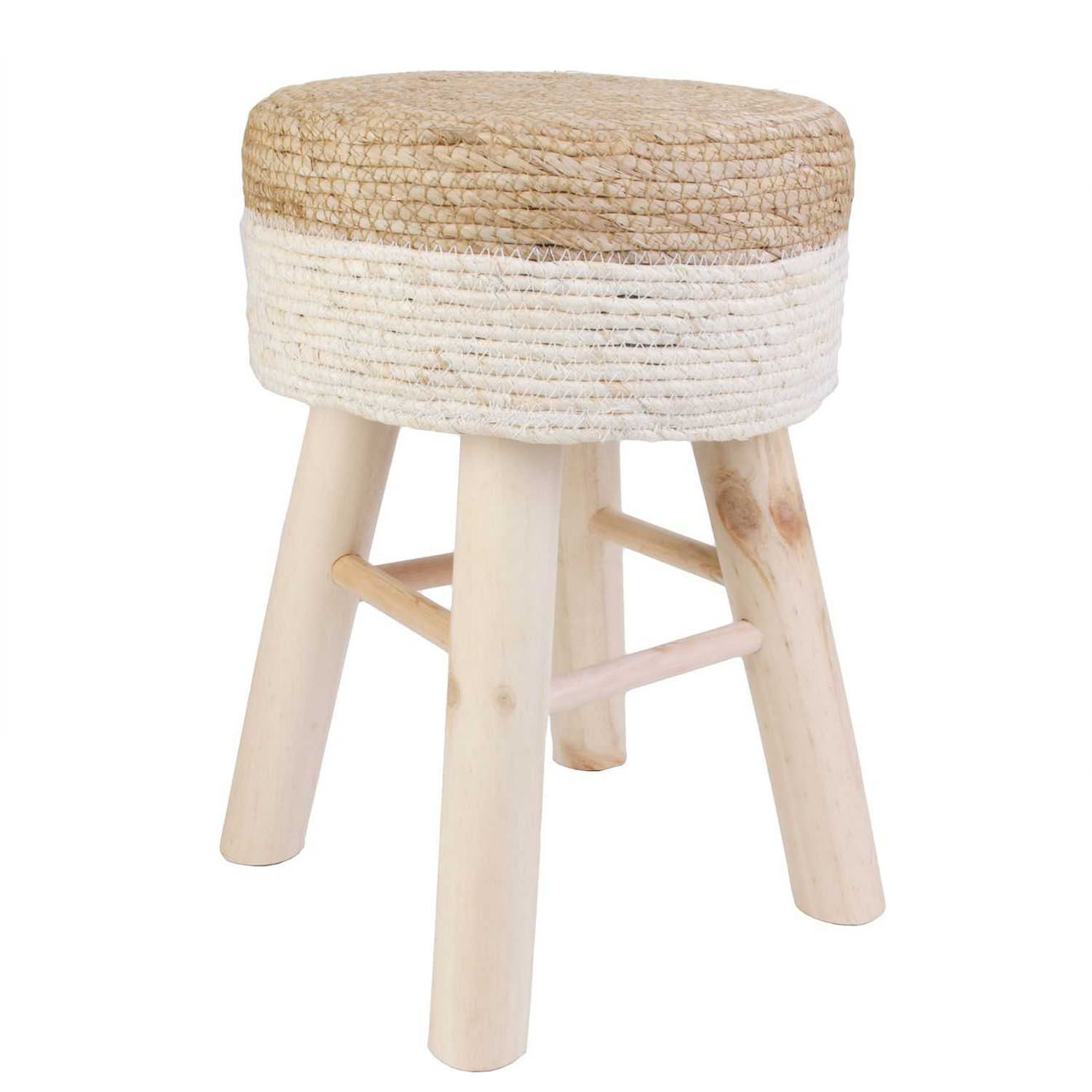 Home Deco Factory Tabouret tressé sable - 30x43x30 cm