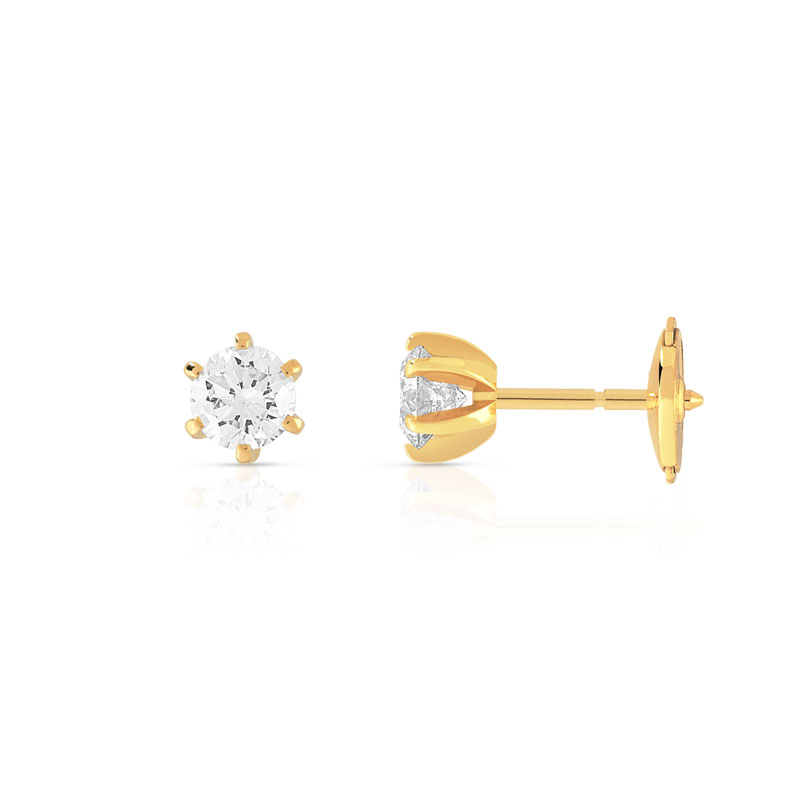 Boucles d'oreilles or 750 jaune diamant