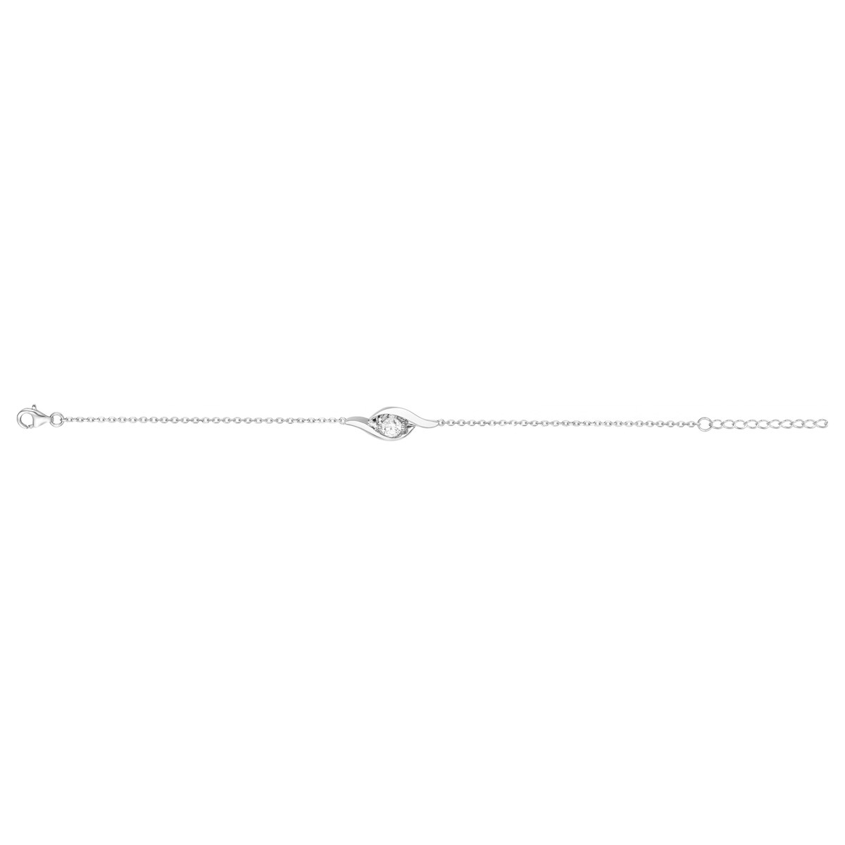 Bracelet souple mono-motif en Argent avec oxyde de zirconium blanc