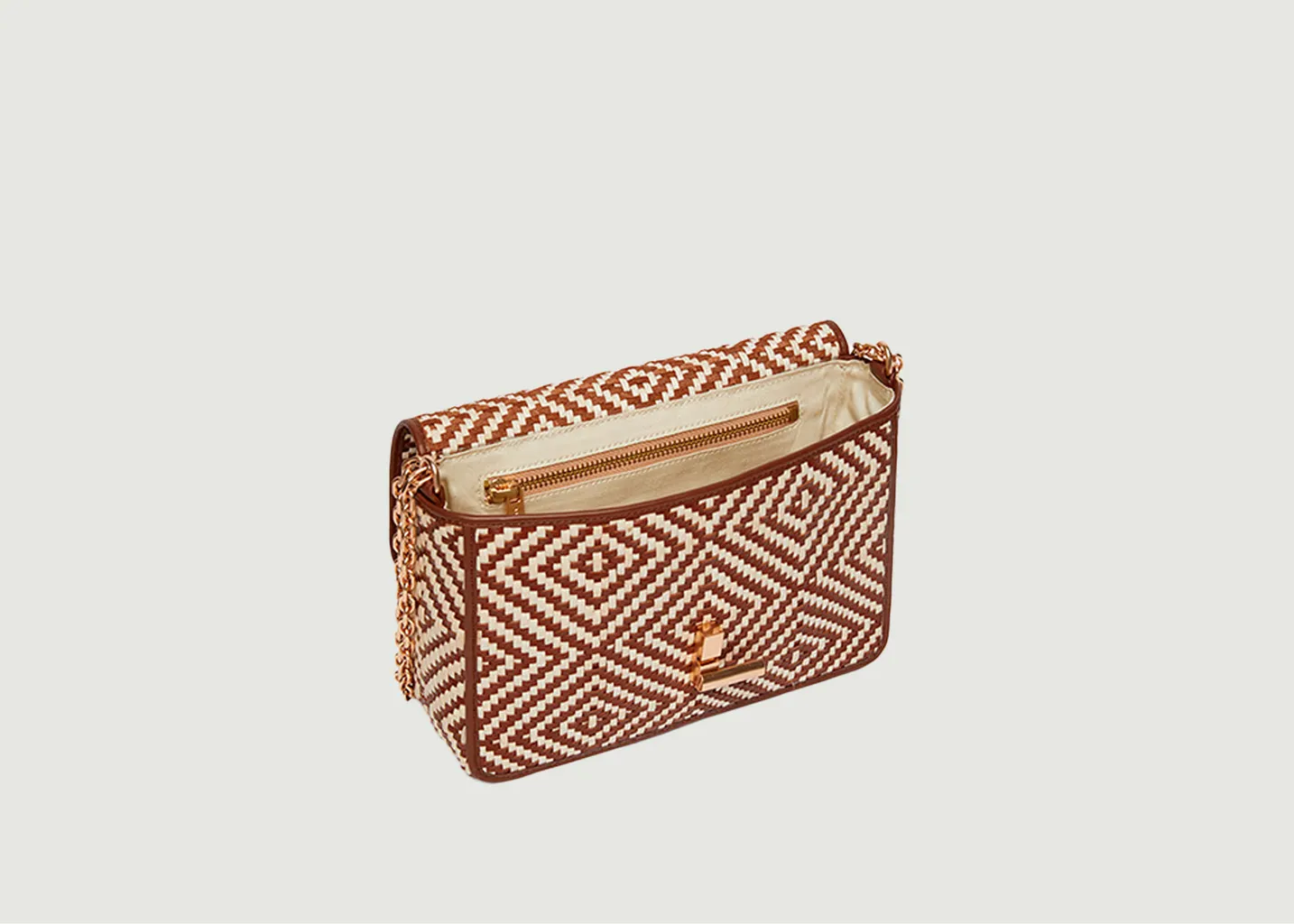 Petit sac en cuir et coton tissé motif géométrique Moon Vanessa Bruno