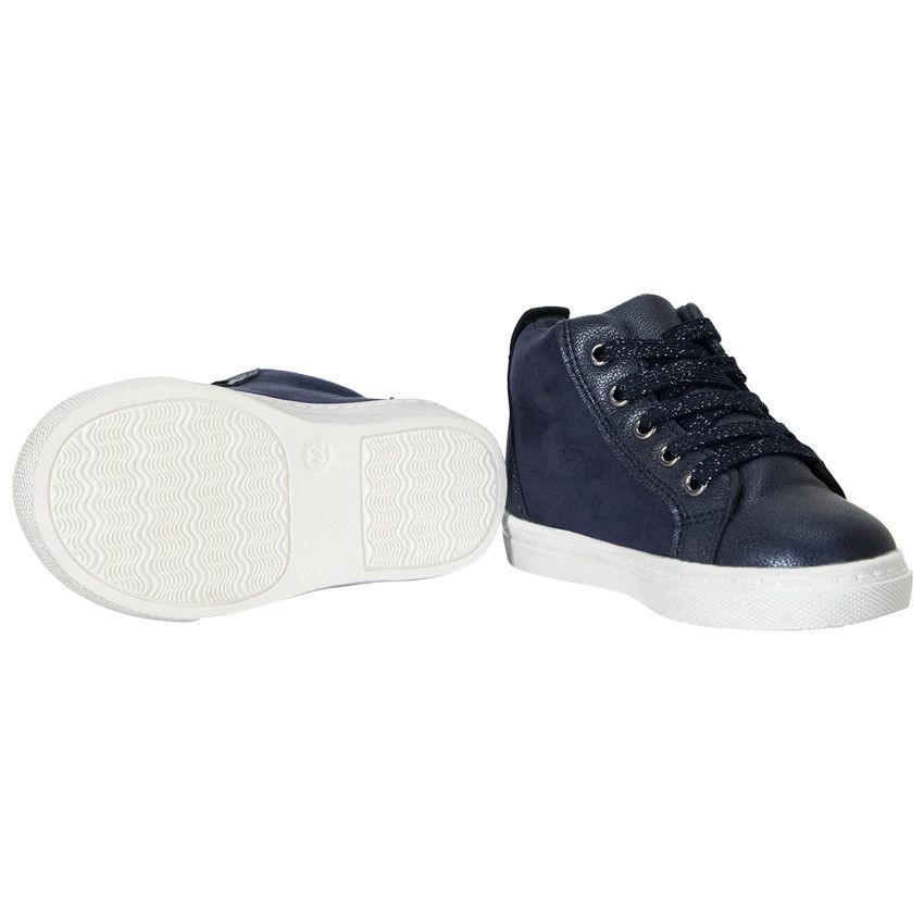 Bottillons marine avec lacets et zip pour bébé fille - Bleu marine