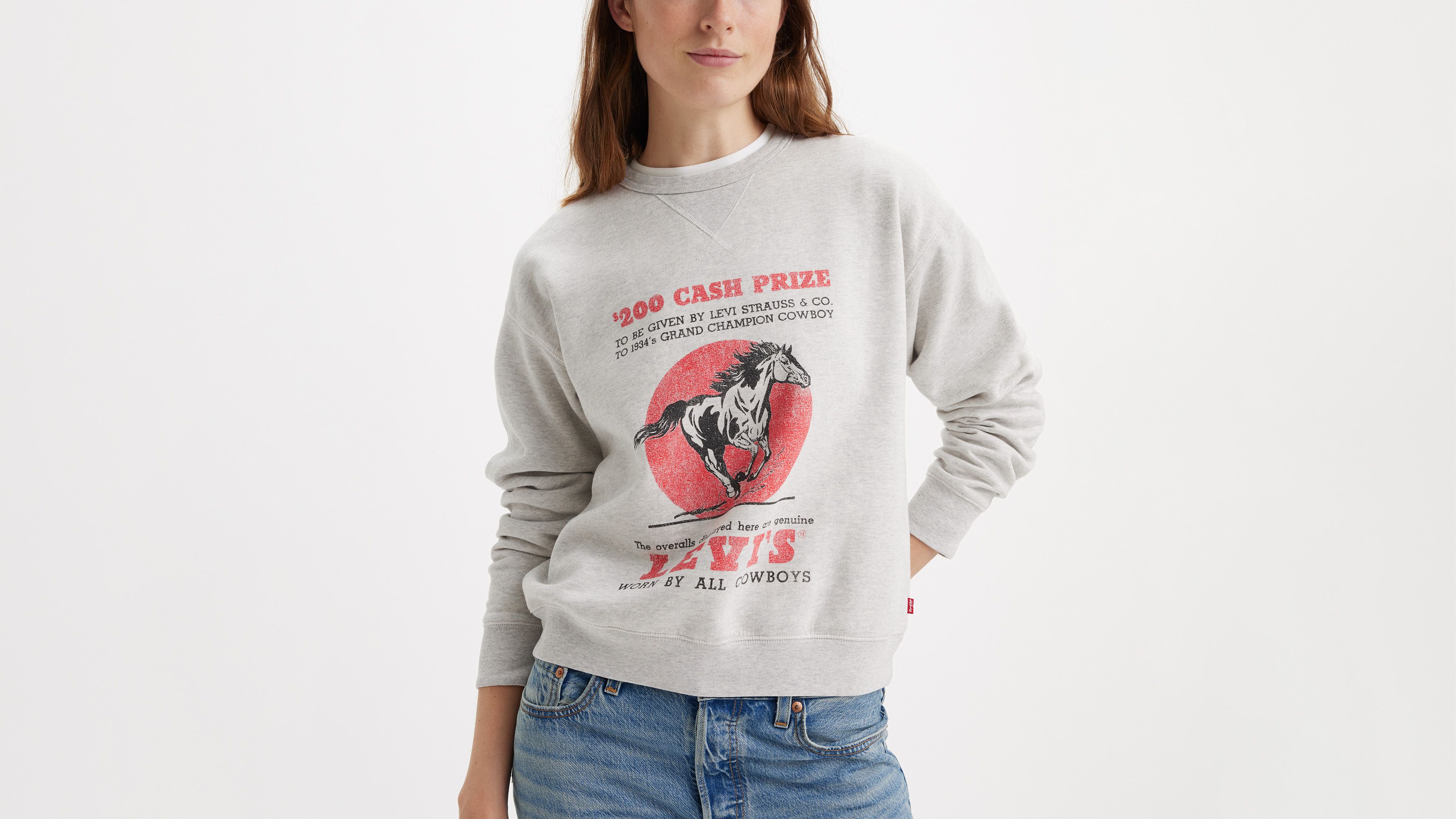 Sweat-shirt à col rond graphique signature - Crew Cash Prize Orbit Heather Gray - Gris