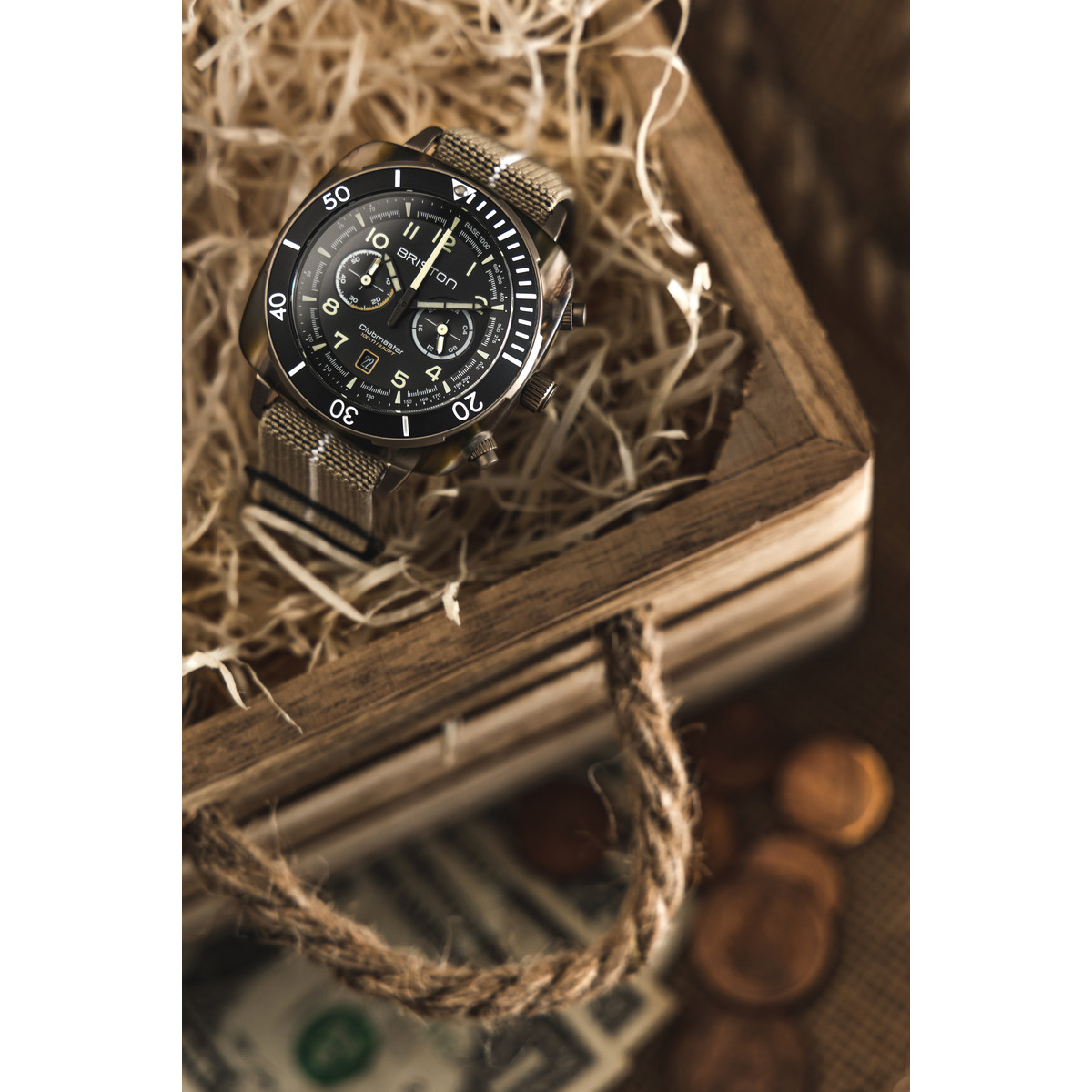 Montre BRISTON clubmaster outdoor homme bracelet tissu noir