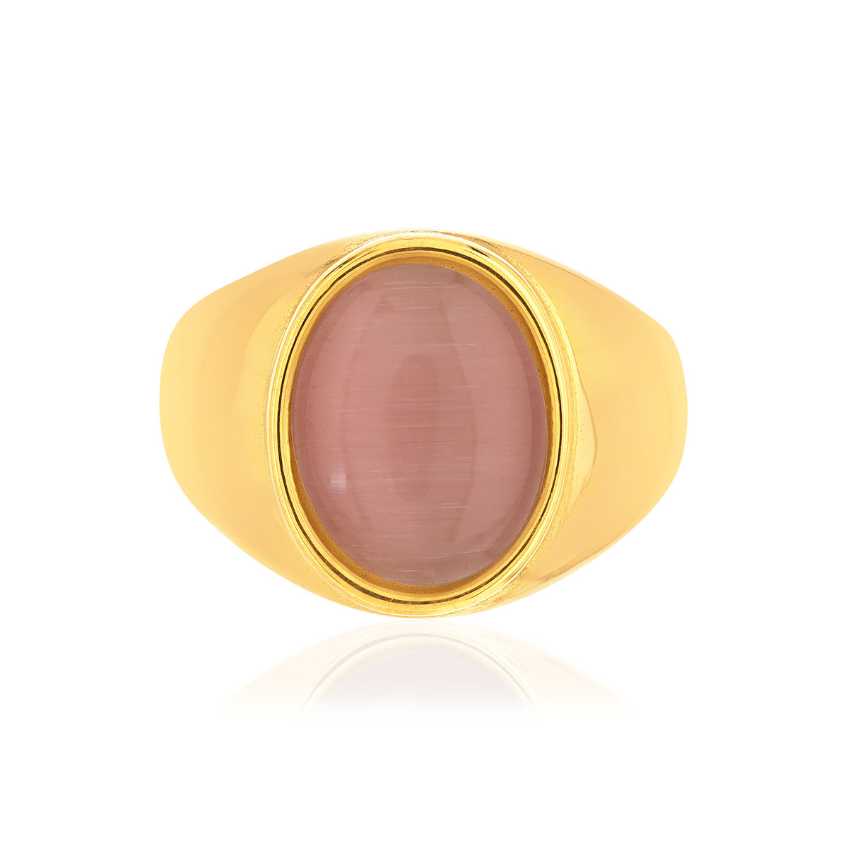 Bague acier jaune pierre imitation rose pale