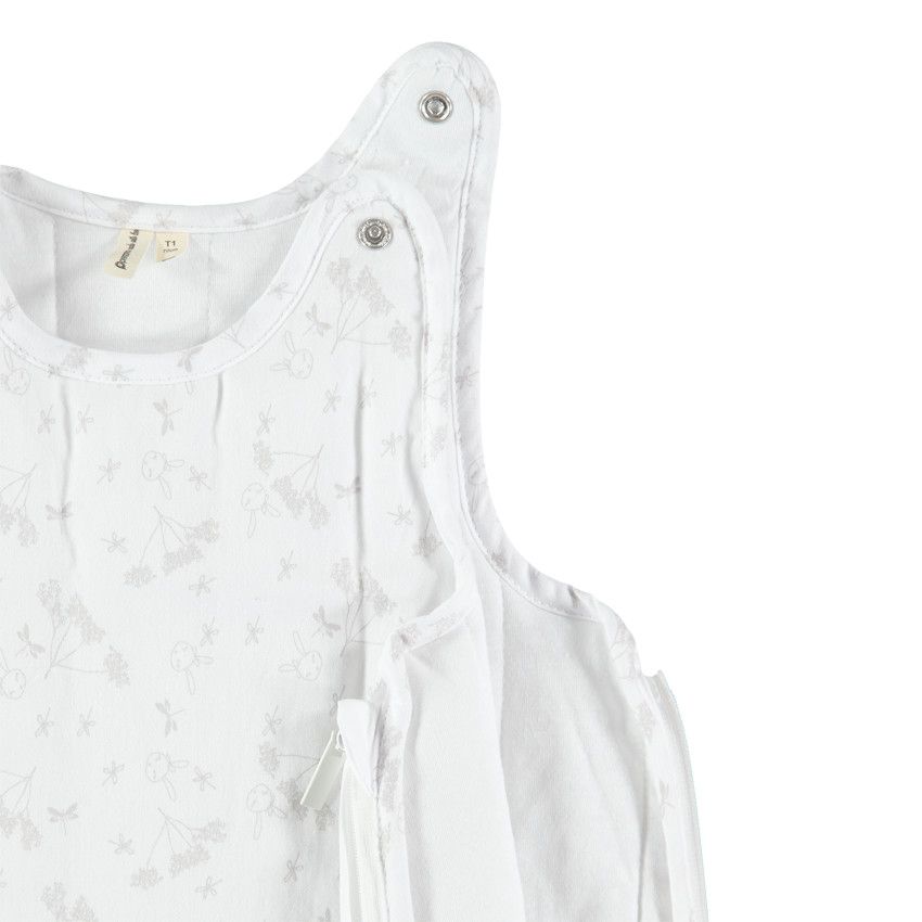 Turbulette sans manches imprimée all-over avec volant rose - Ecru