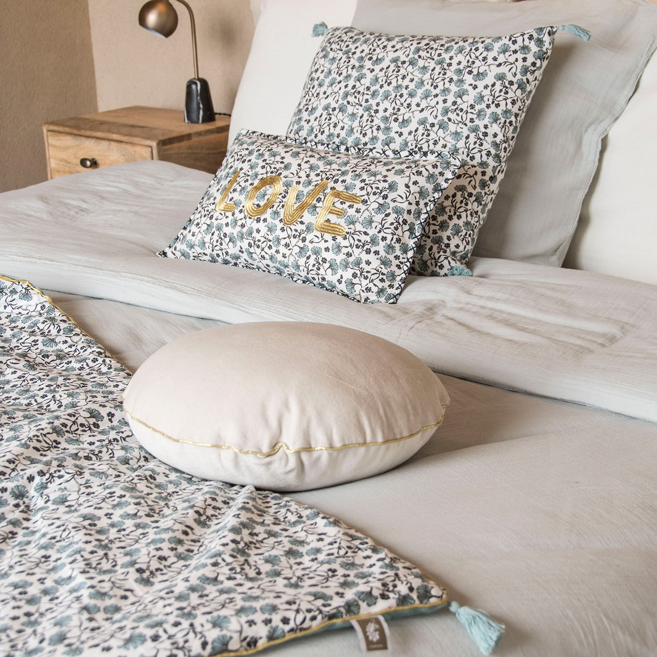 Febronie Housse de coussin Delhi bleue - 50x50 cm
