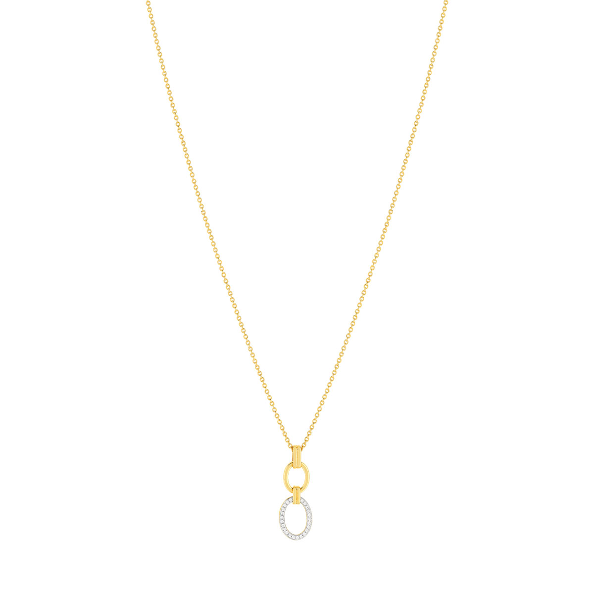 Collier plaque or 2 tons zirconias 45 cm